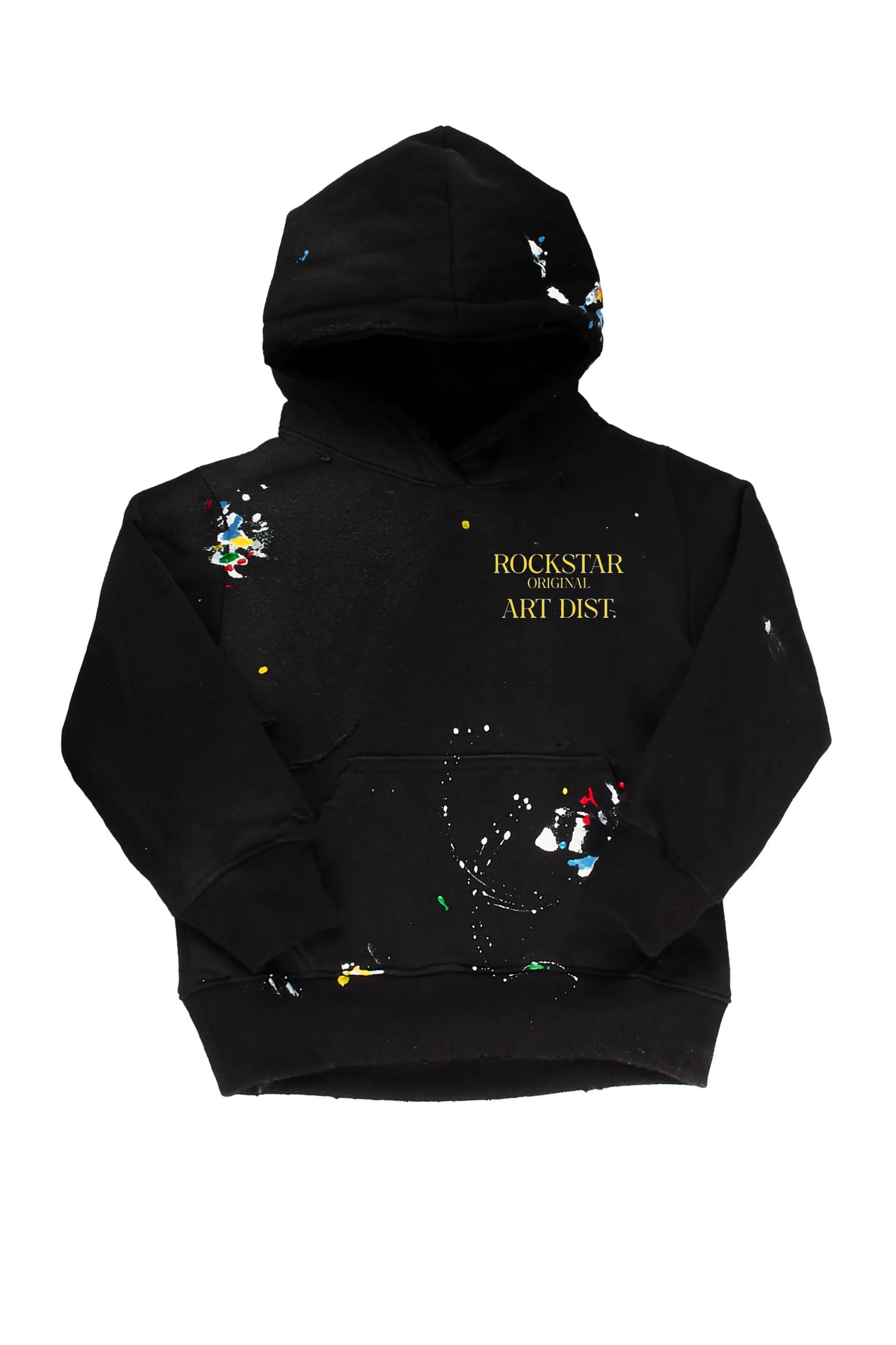 Boys Rockstar Art Dist. Black/Yellow Graphic Hoodie