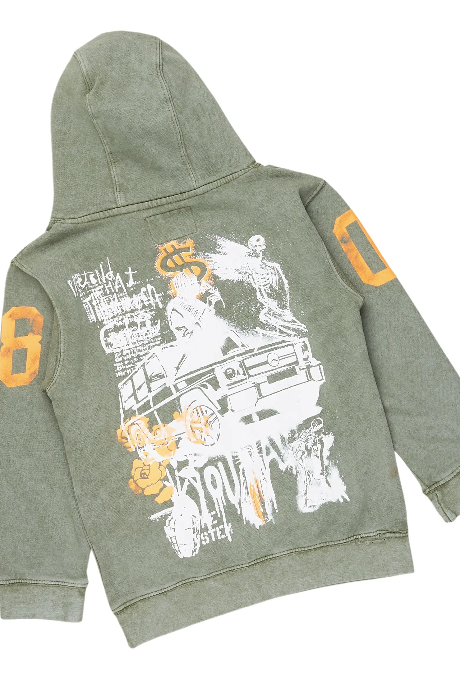 Boys Beau Green Hoodie/Stacked Flare Jean Set