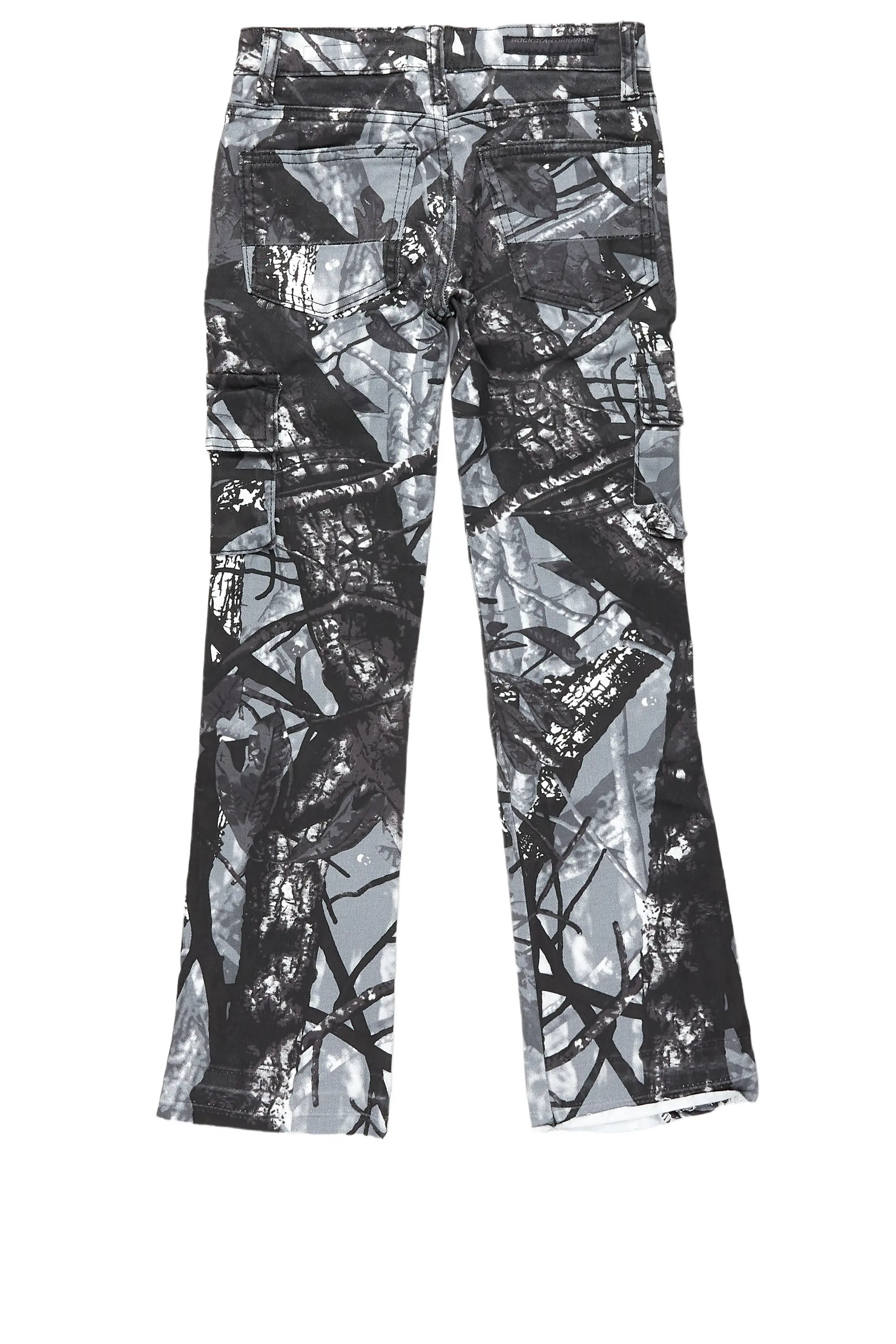 Boys Waage Grey Camo Stacked Flare Cargo Jean