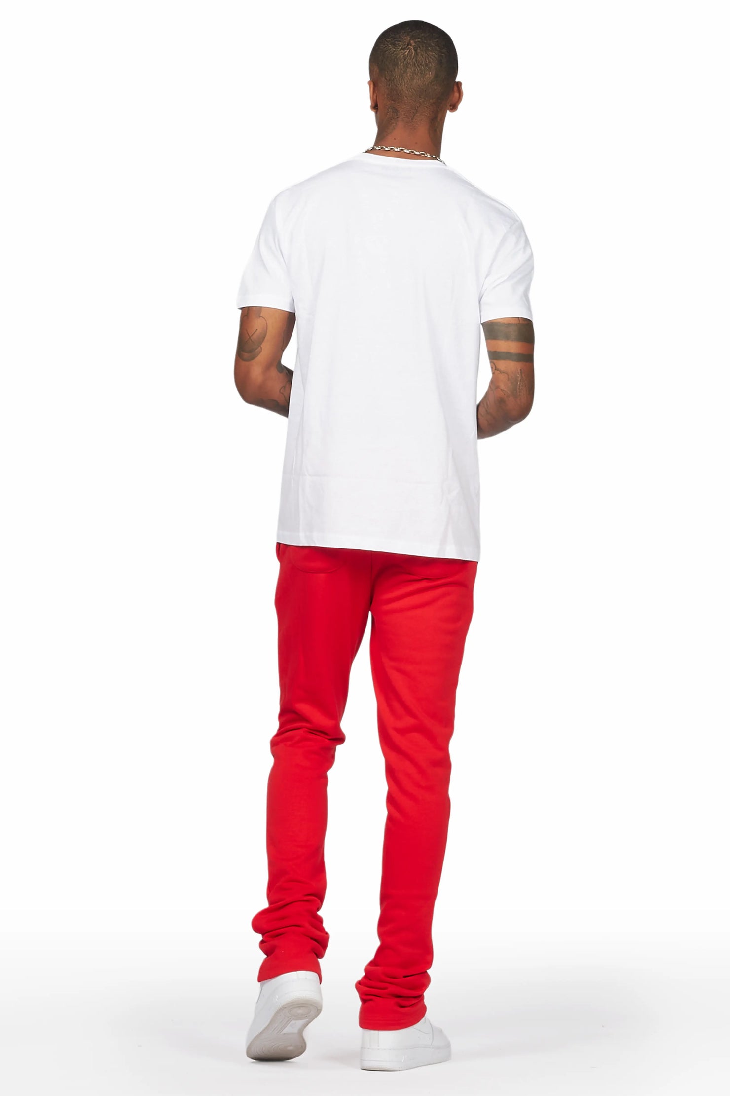 Warblen White/Red T-Shirt/Stacked Flare Pant Set