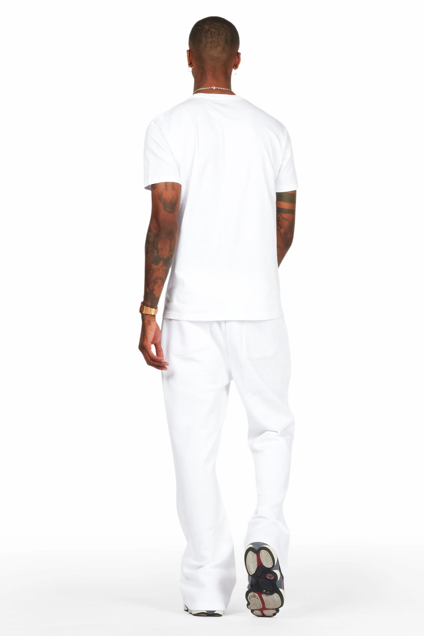 Hasim White T-Shirt/Stacked Flare Track Set