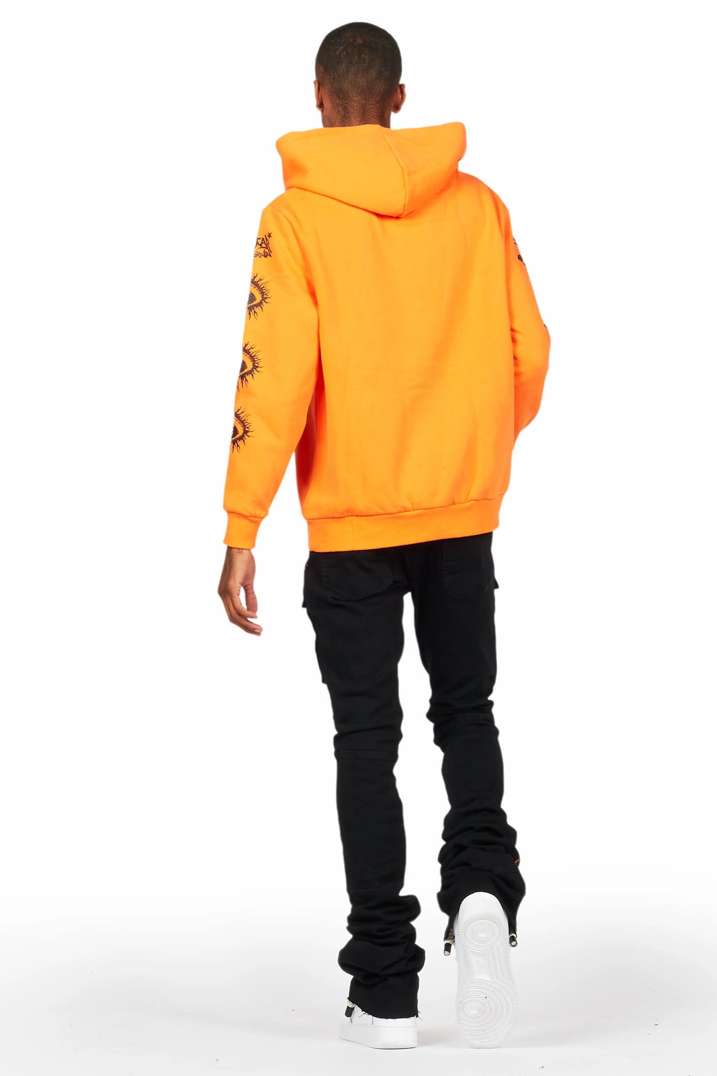 All Seeing Eyes Orange Hoodie/Super Stacked Flare Jean Bundle