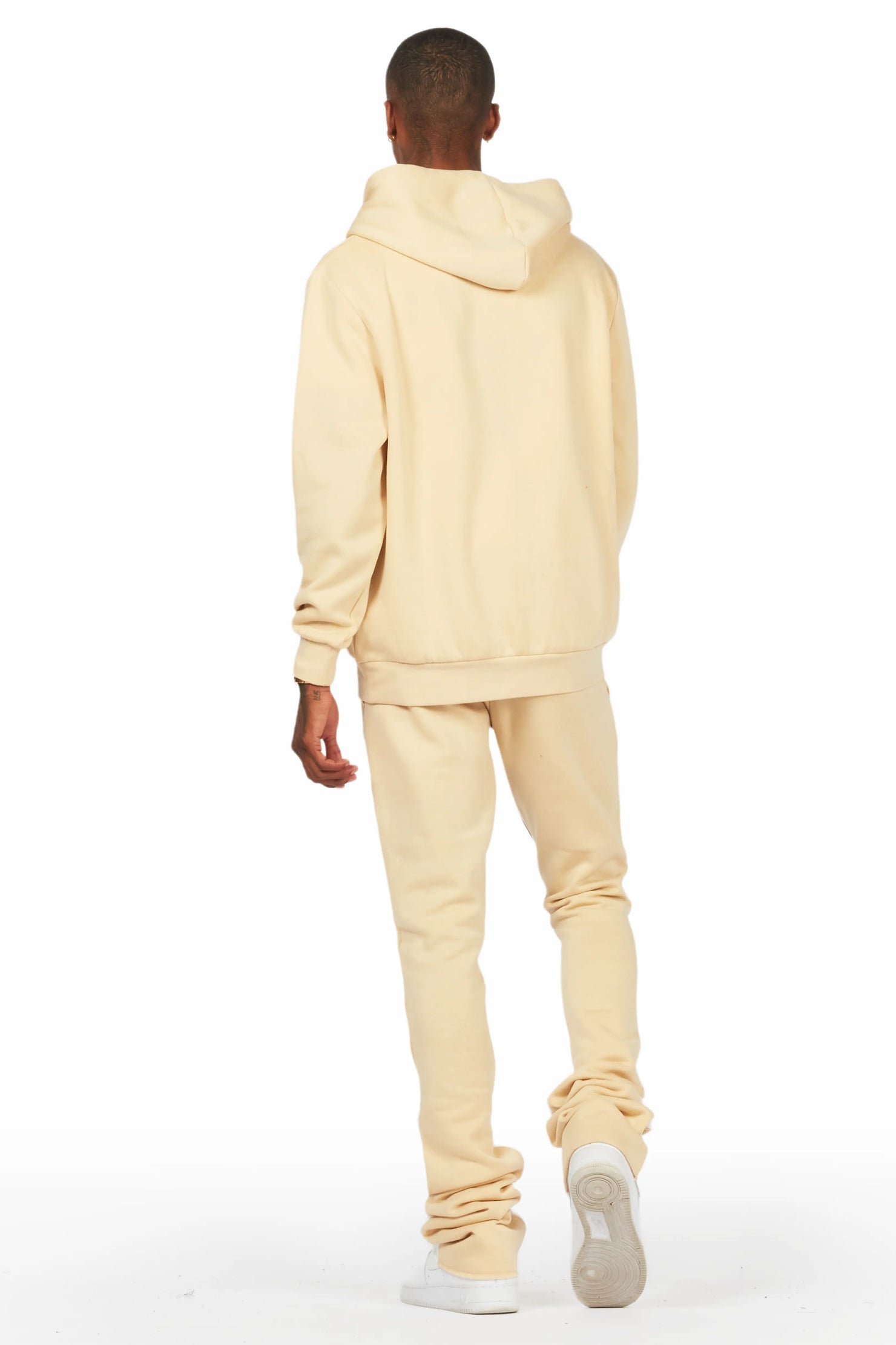 Raffer Beige/White Hoodie/Super Stacked Flare Pant Set