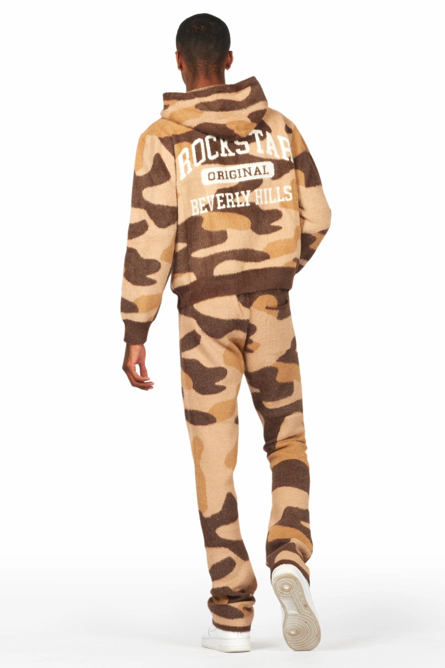 Member Camo Brown Stacked Flare Knitted Mohair Track Set