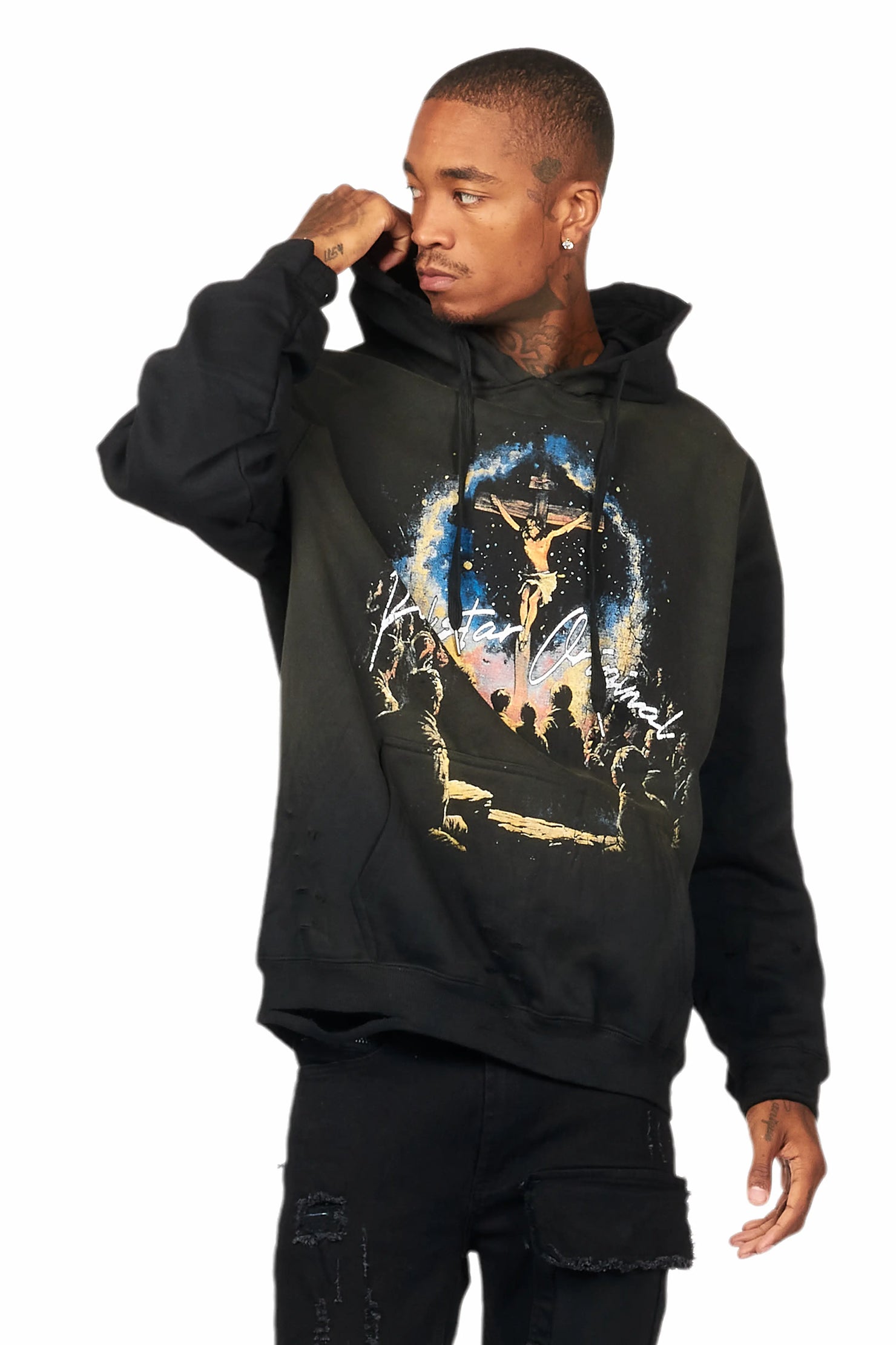 Lajos Black Graphic Hoodie