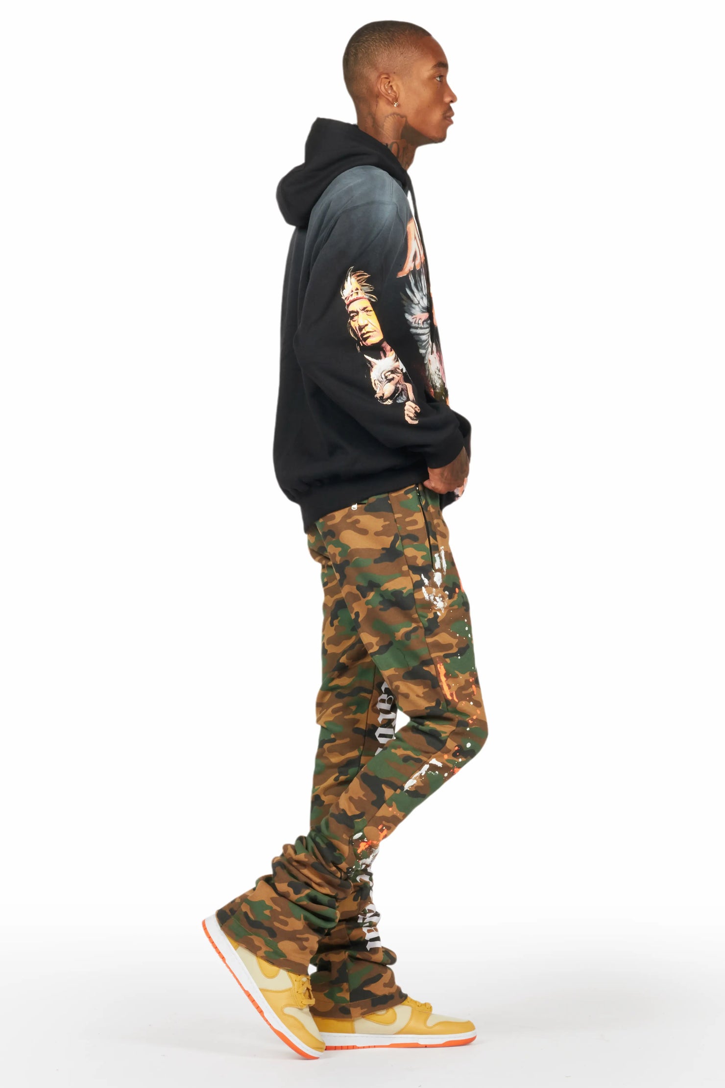 Adwin Painter Faded Camo Super Stacked Flare Pants