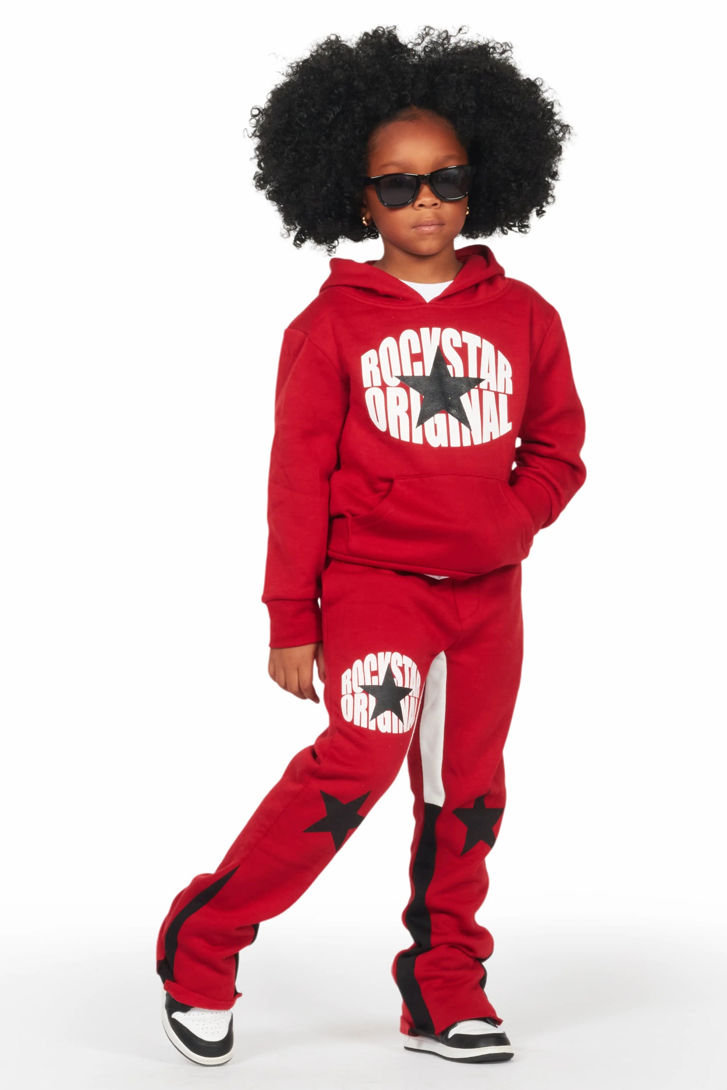 Girls Sargie Burgundy Stacked Pant Set