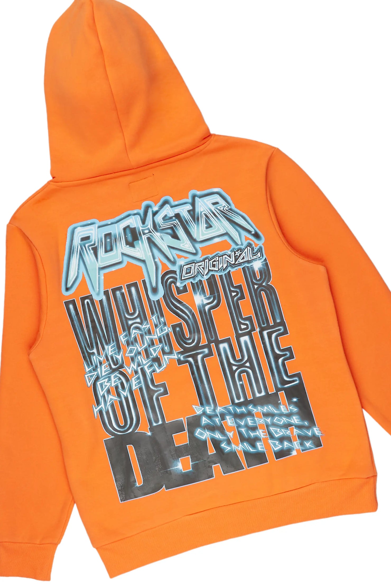 Obern Orange Graphic Hoodie Stacked Flare Pant Track Set Rockstar