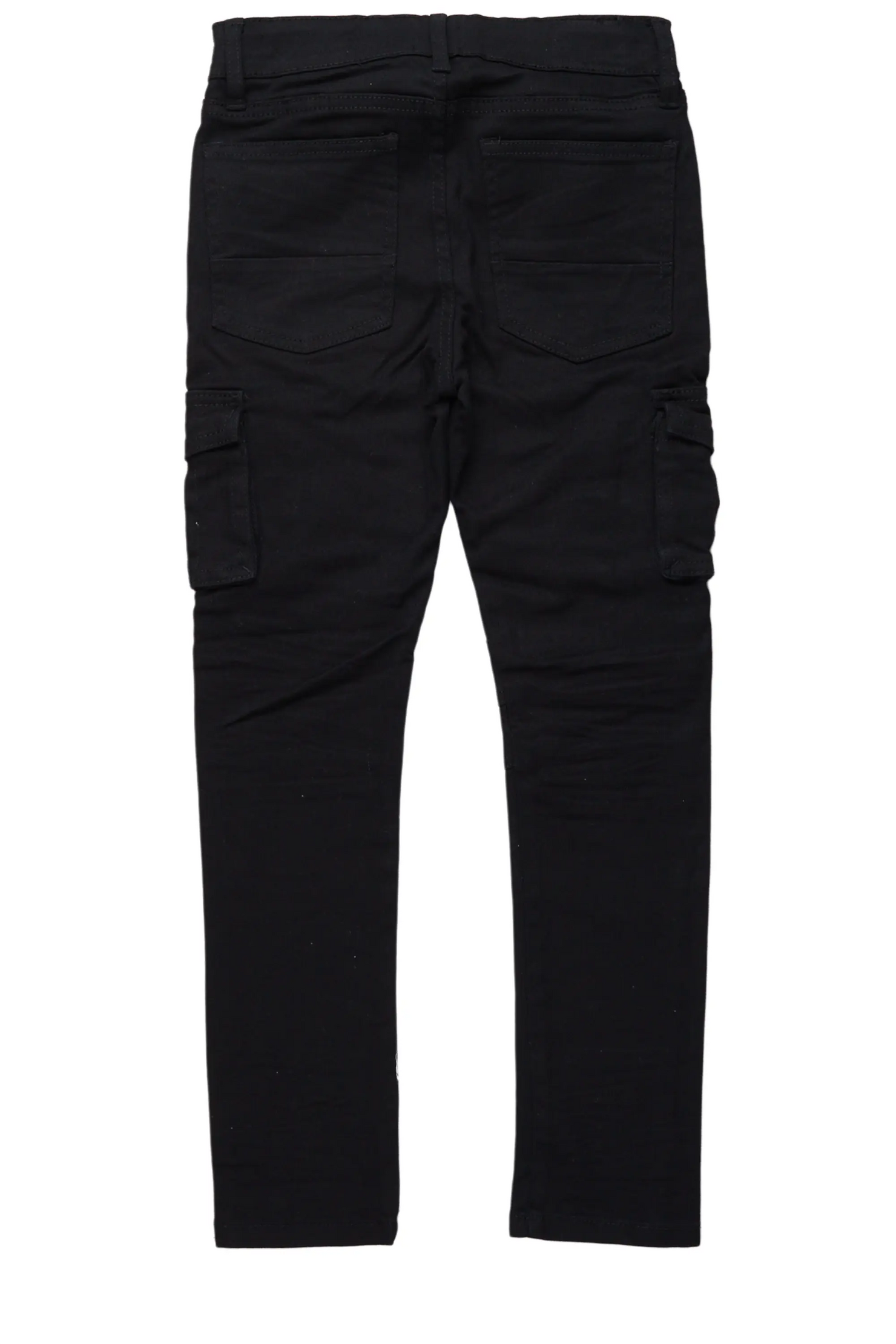 Boys Albas Jet Black Cargo Slim Fit Jean