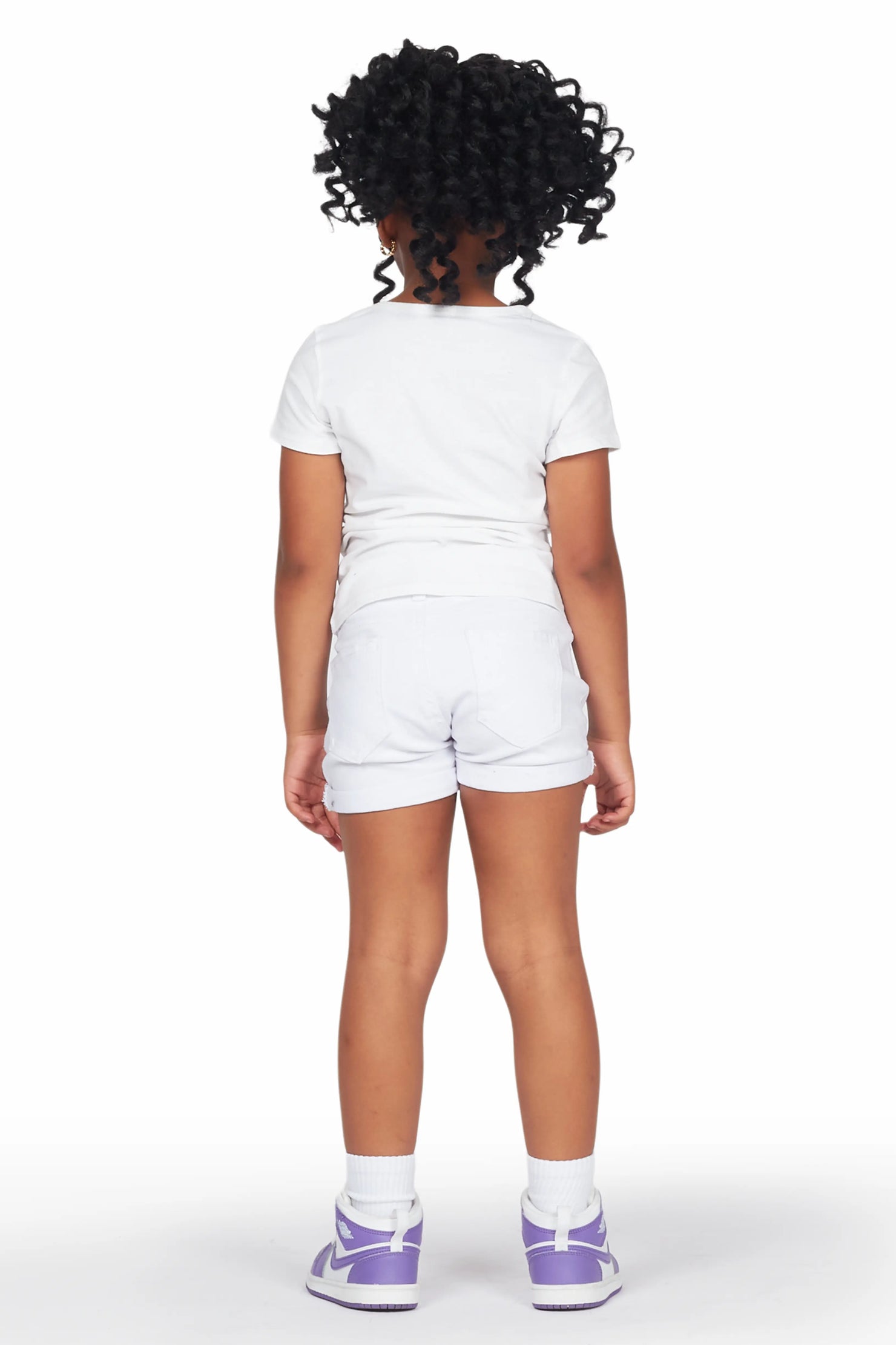 Girls Mura White T-Shirt/Denim Short Set