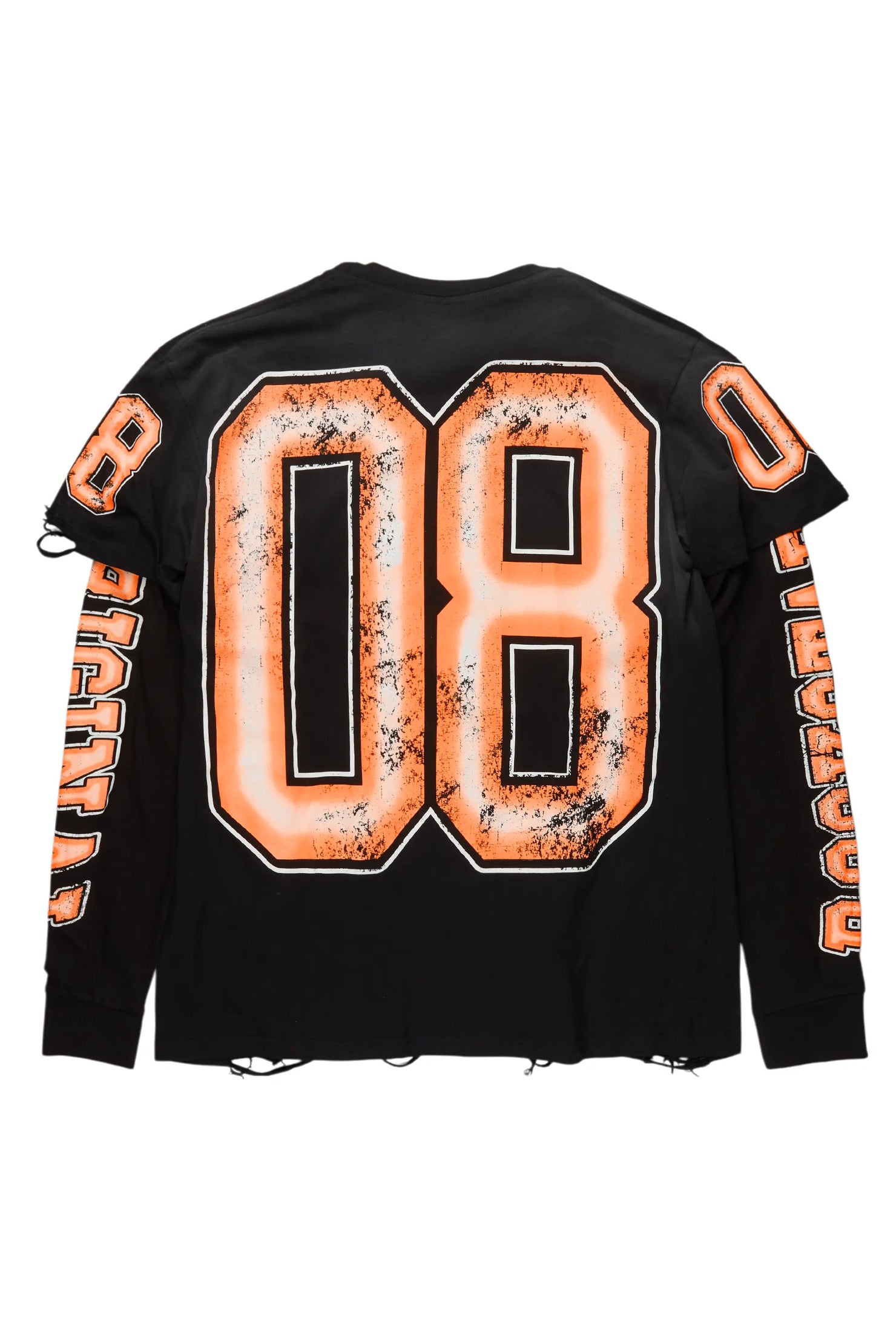 Tariqa Black/Orange Double Layer Graphic T-Shirt