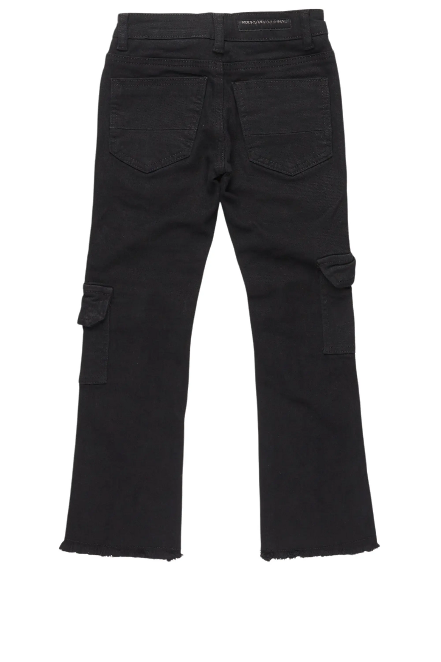 Boys Kade Jet Black Stacked Flare Jean