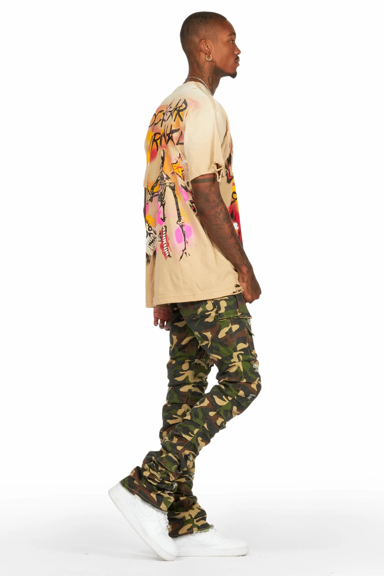 Gentry Camo Stacked Flare Jean