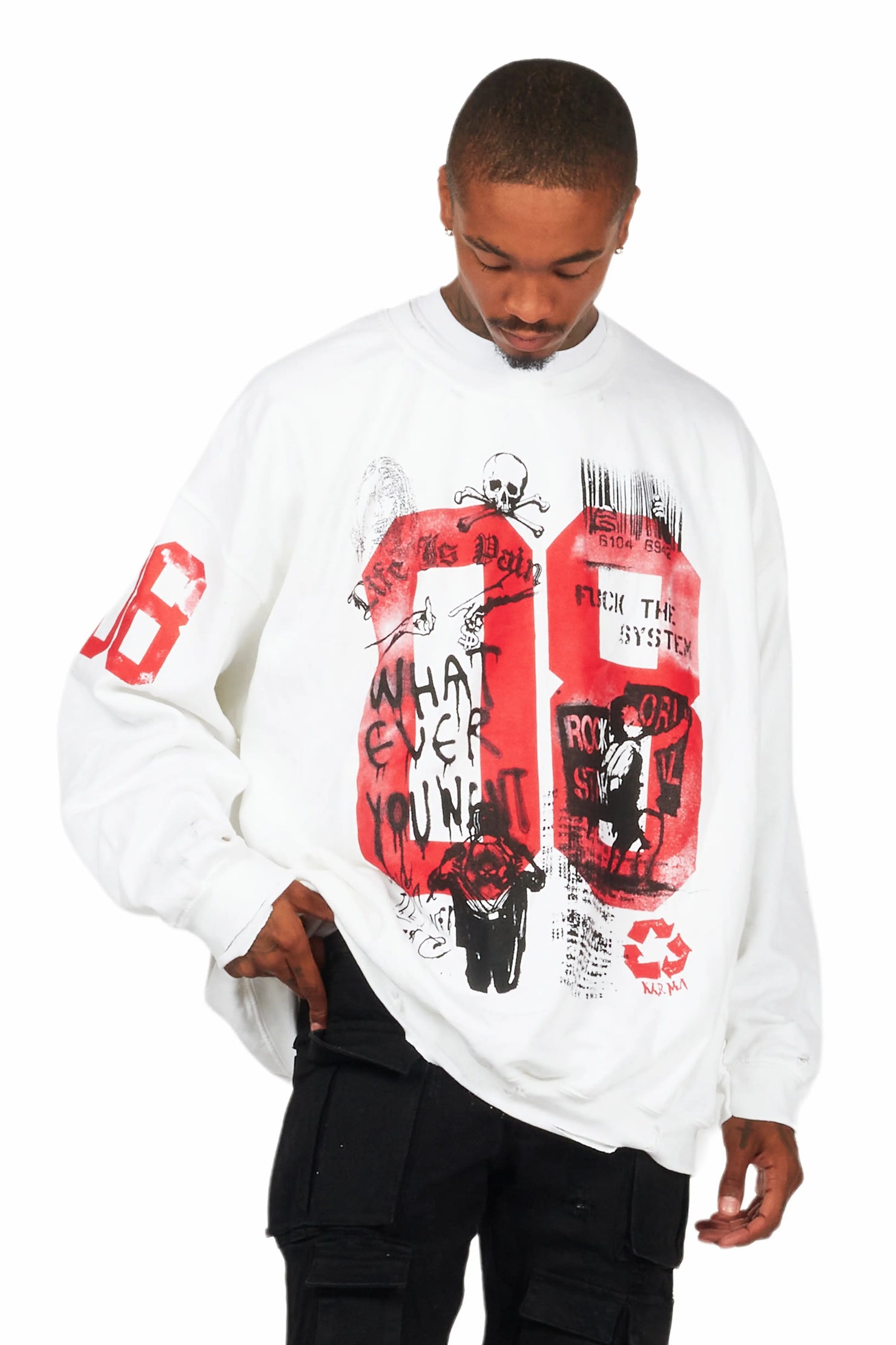 Grill White Graphic Crewneck