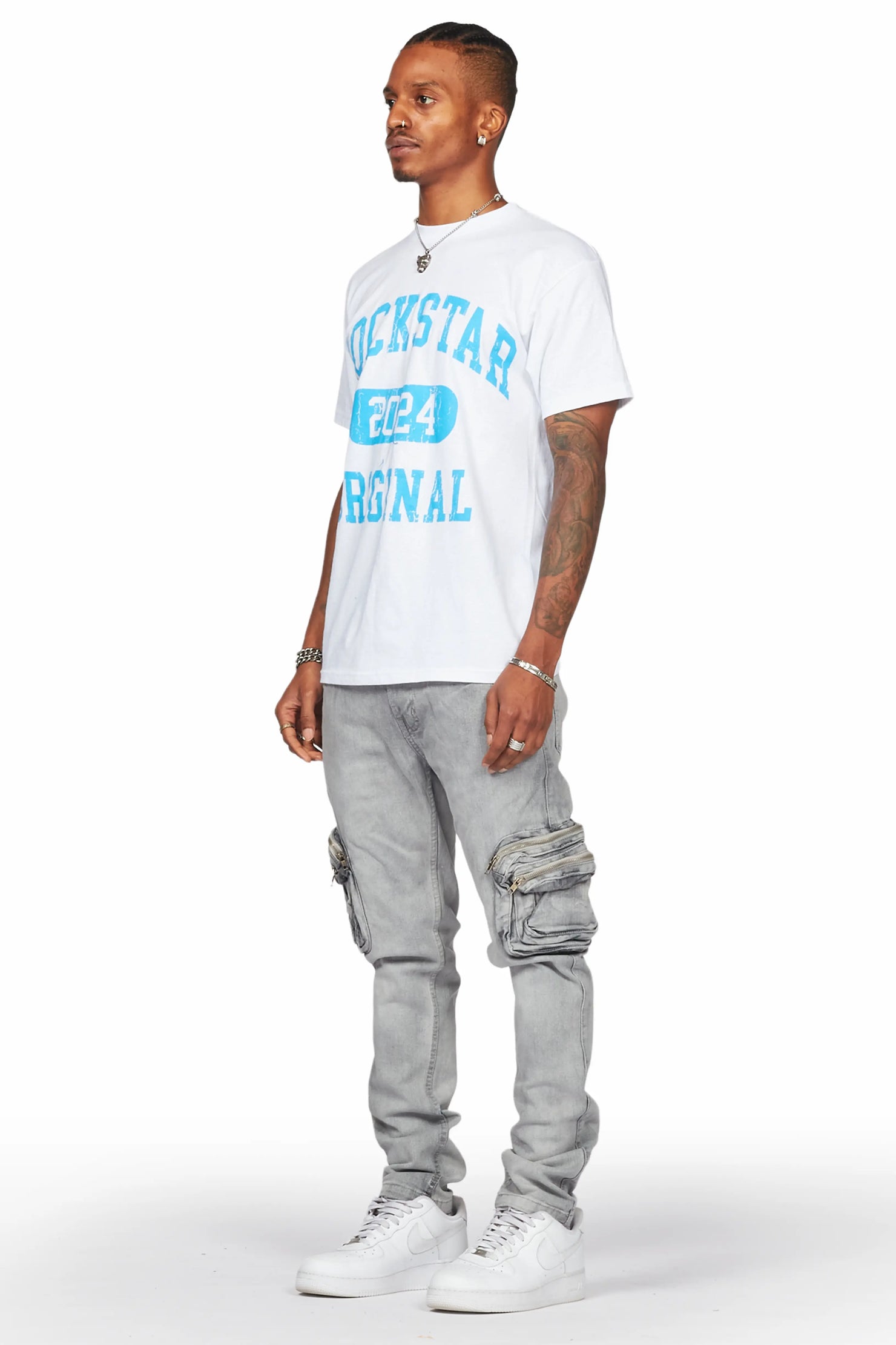 Falan Grey Skinny Fit Cargo Jean