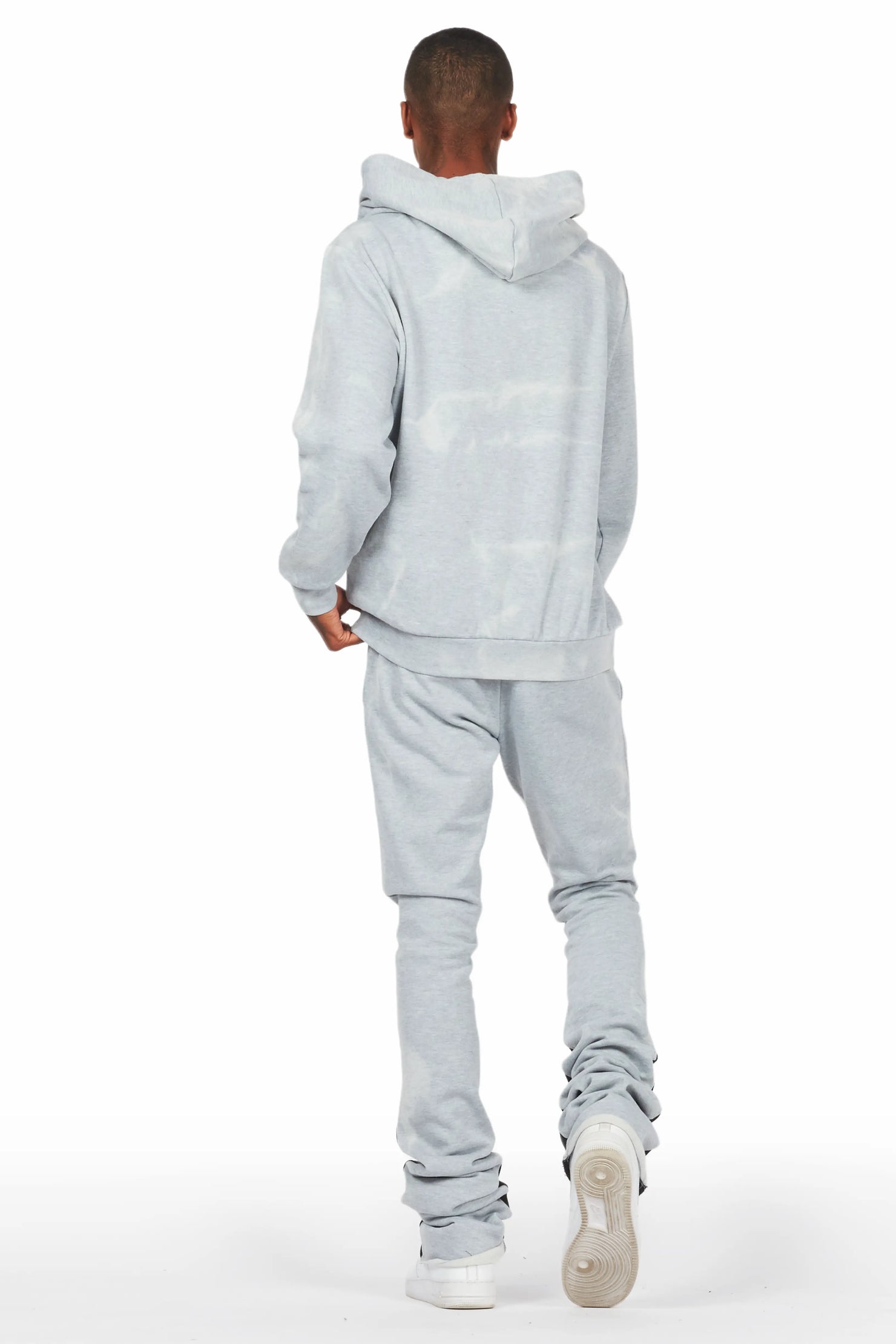 Nelly Heather Grey Hoodie/Super Stacked Flare Pant Set