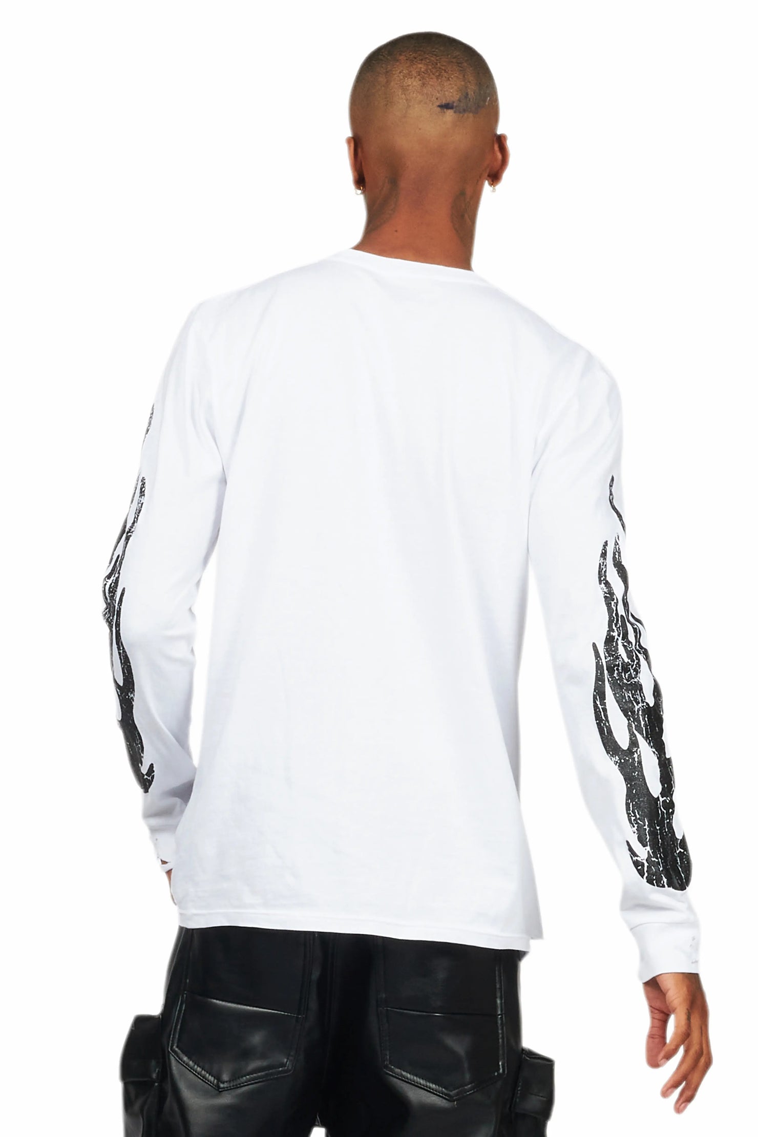 Amos White/Black Long Sleeve Graphic T-Shirt