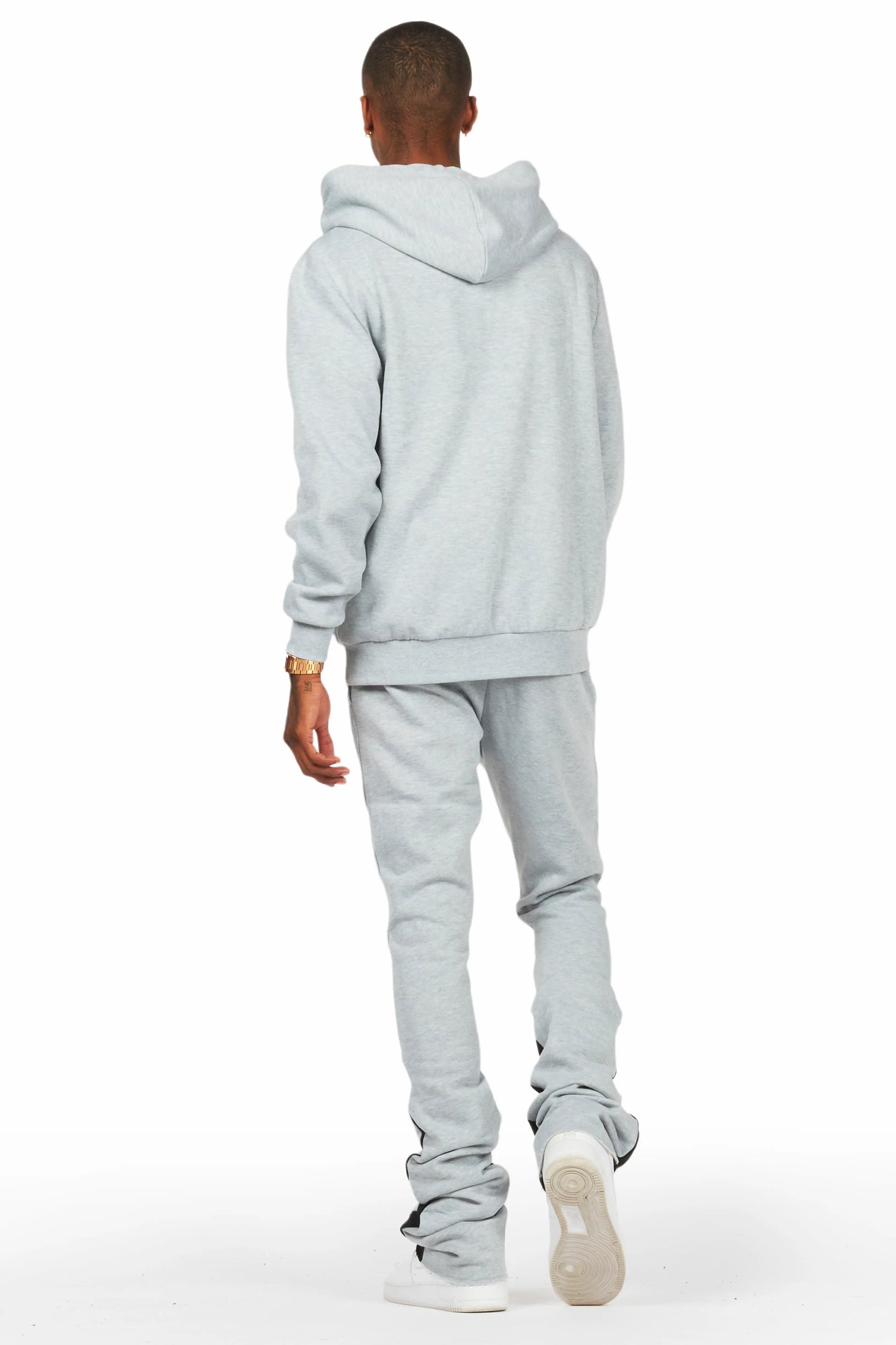 Jaco Heather Grey Hoodie/Super Stacked Flare Pant Track Set