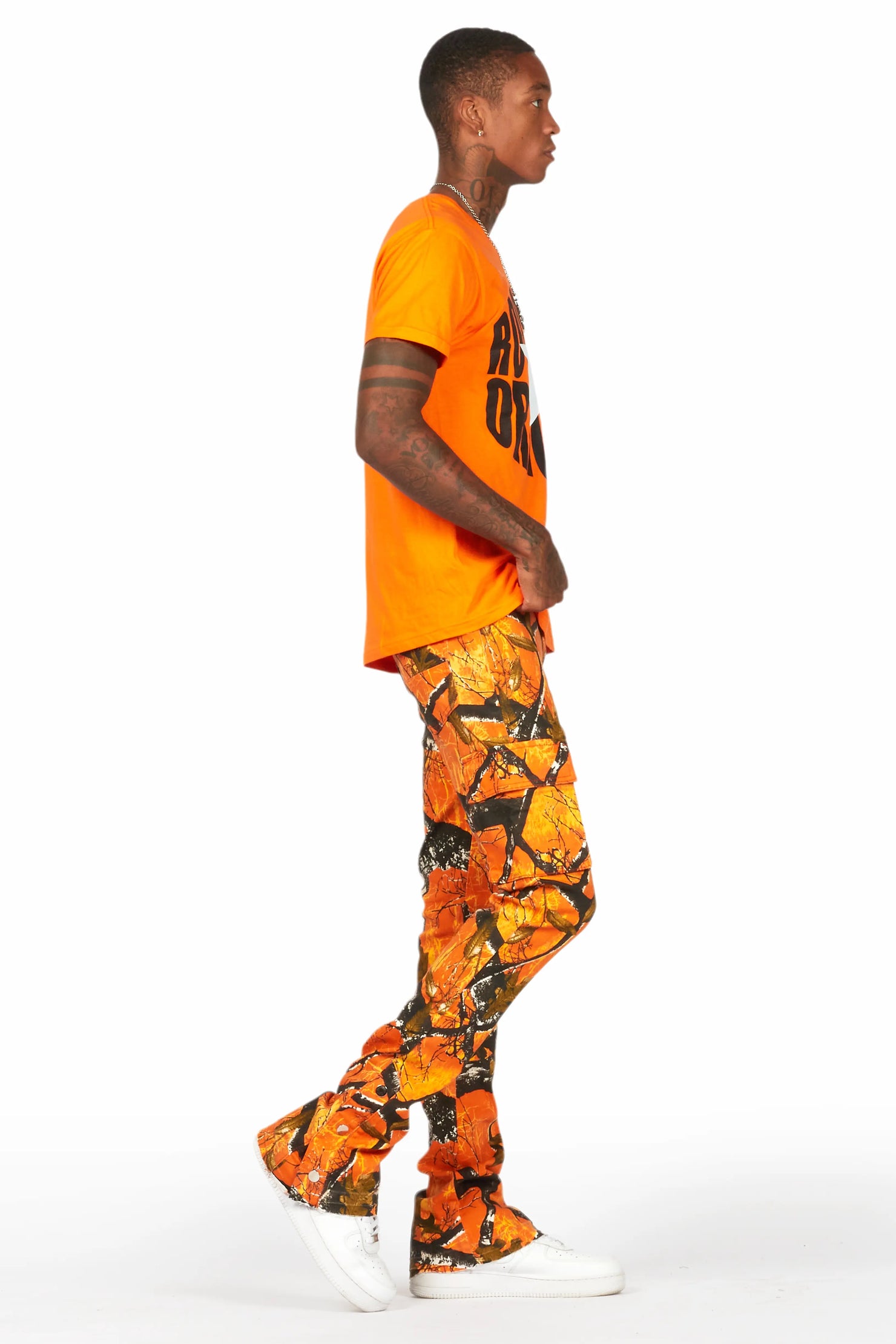 Waage Orange Tree Camo Cargo Stacked Flare Jean