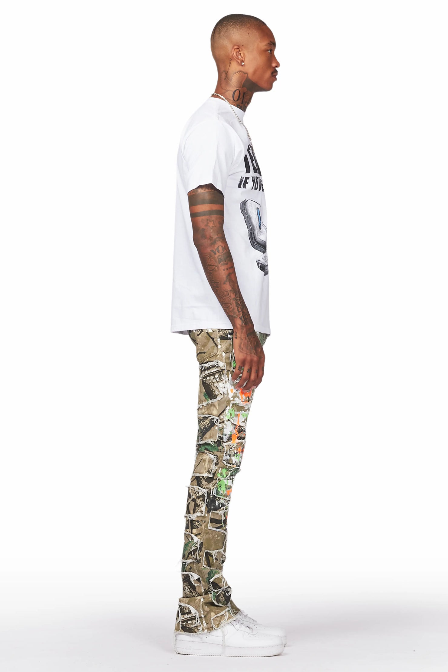 Egras Tree Camo Painter Stacked Flare Jean