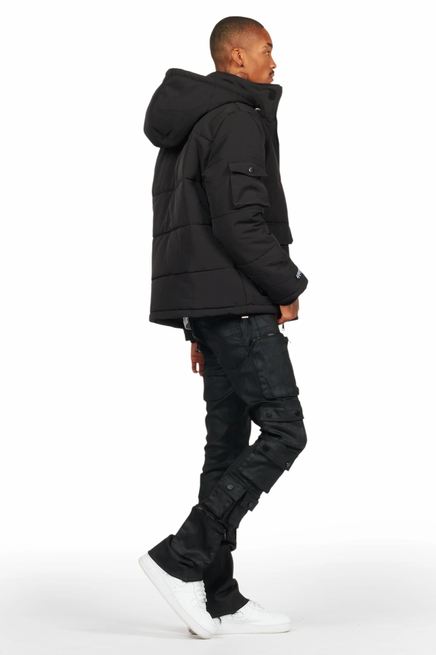 Adley Black Utility Puffer Jacket