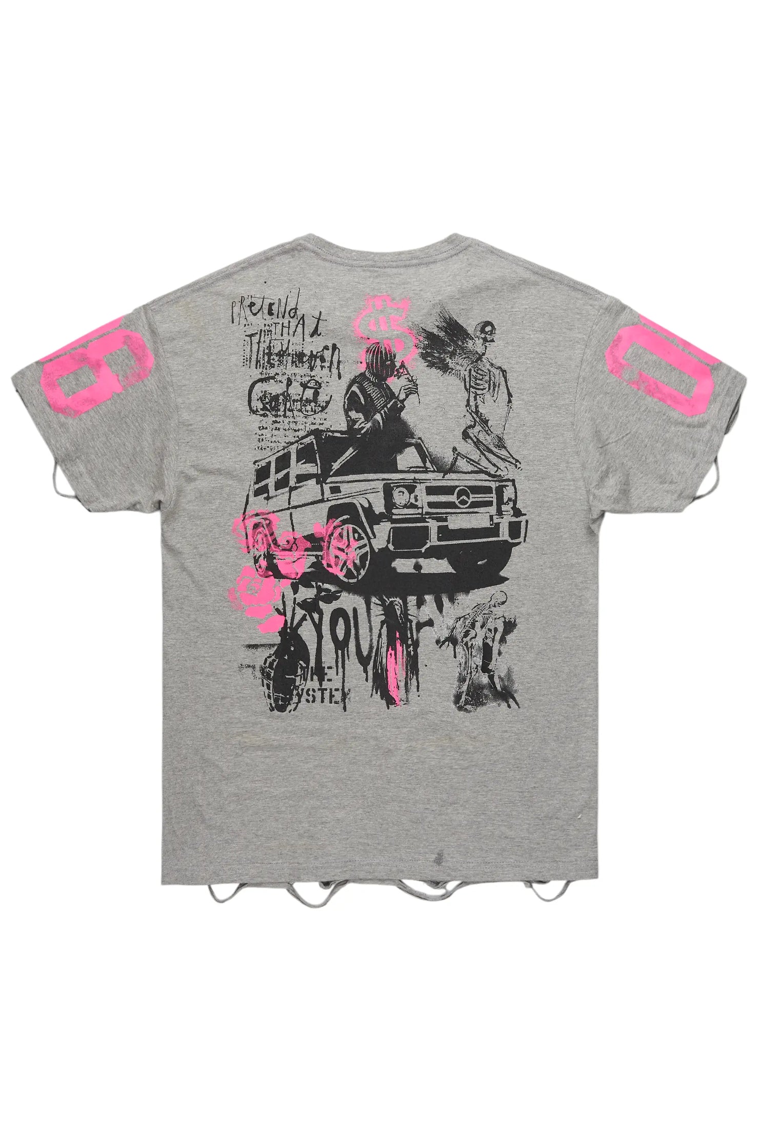 Kammile Grey/Pink Oversized T-Shirt