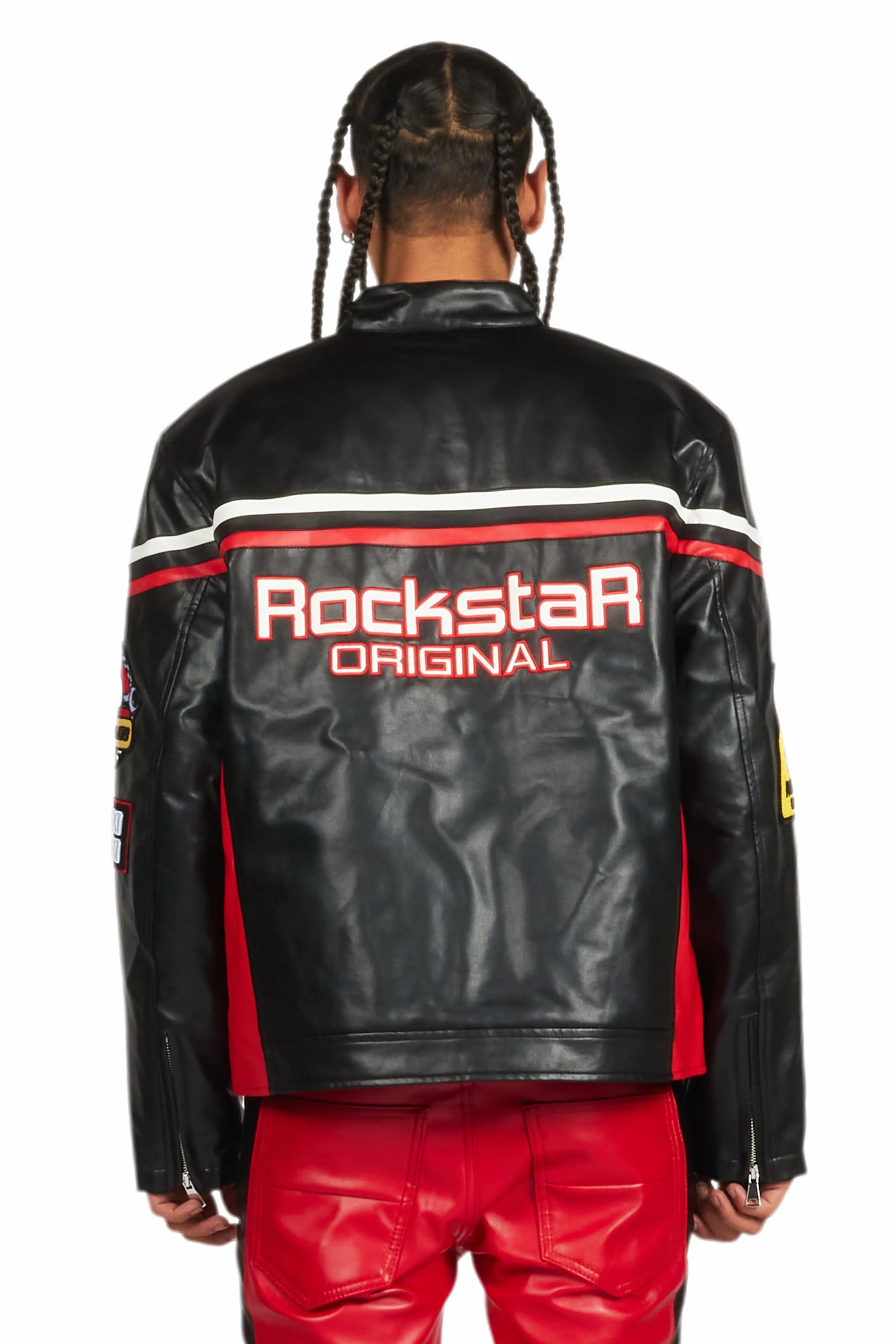 Roch Black/White Leather Moto Jacket