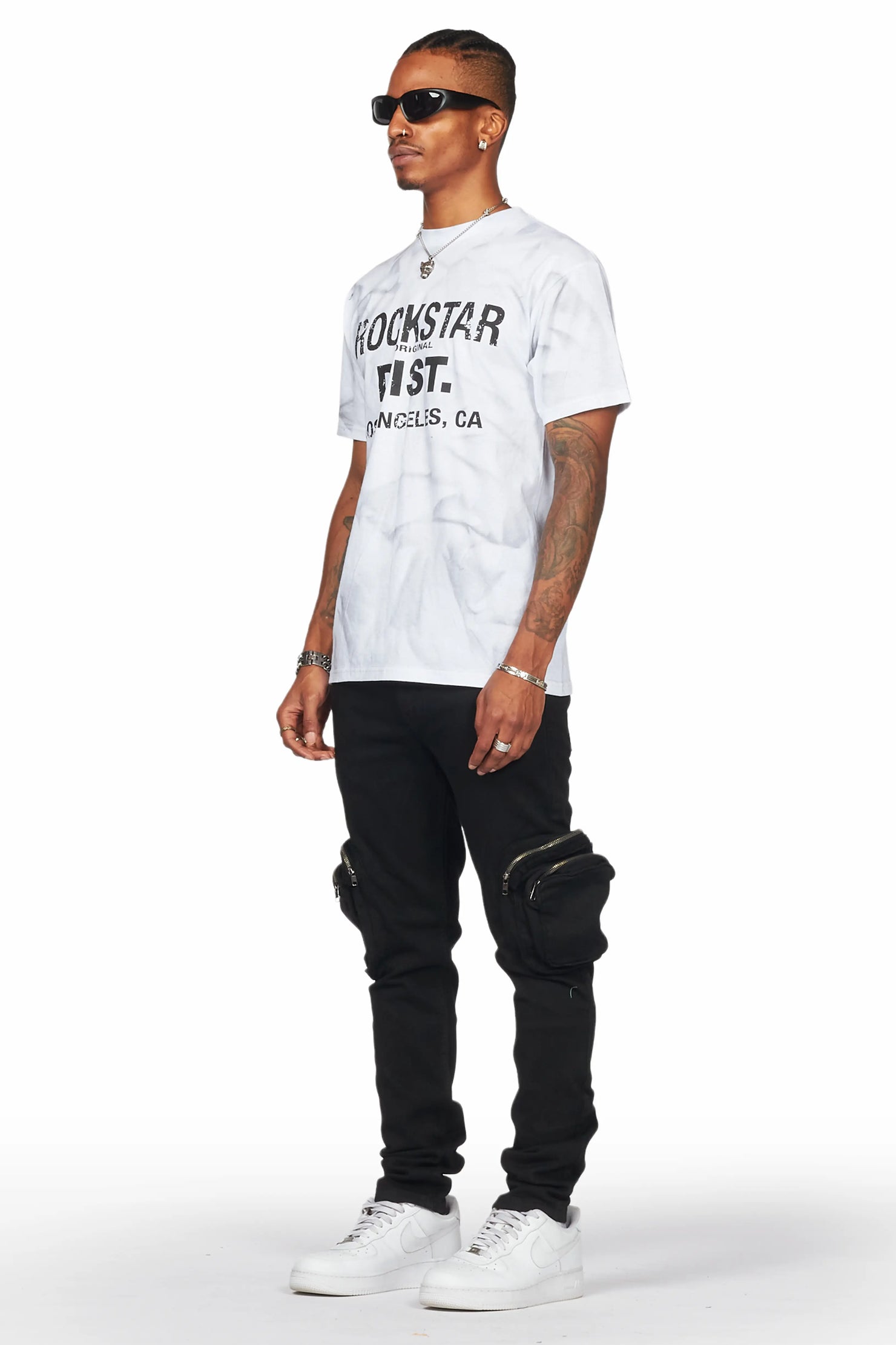 Garren Black Skinny Fit Cargo Jean