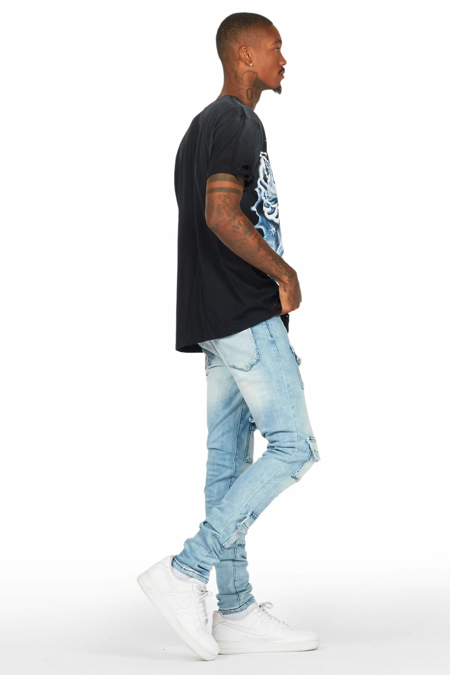 Zeen Black T-Shirt/Petrus Blue Slim Fit Jean Bundle