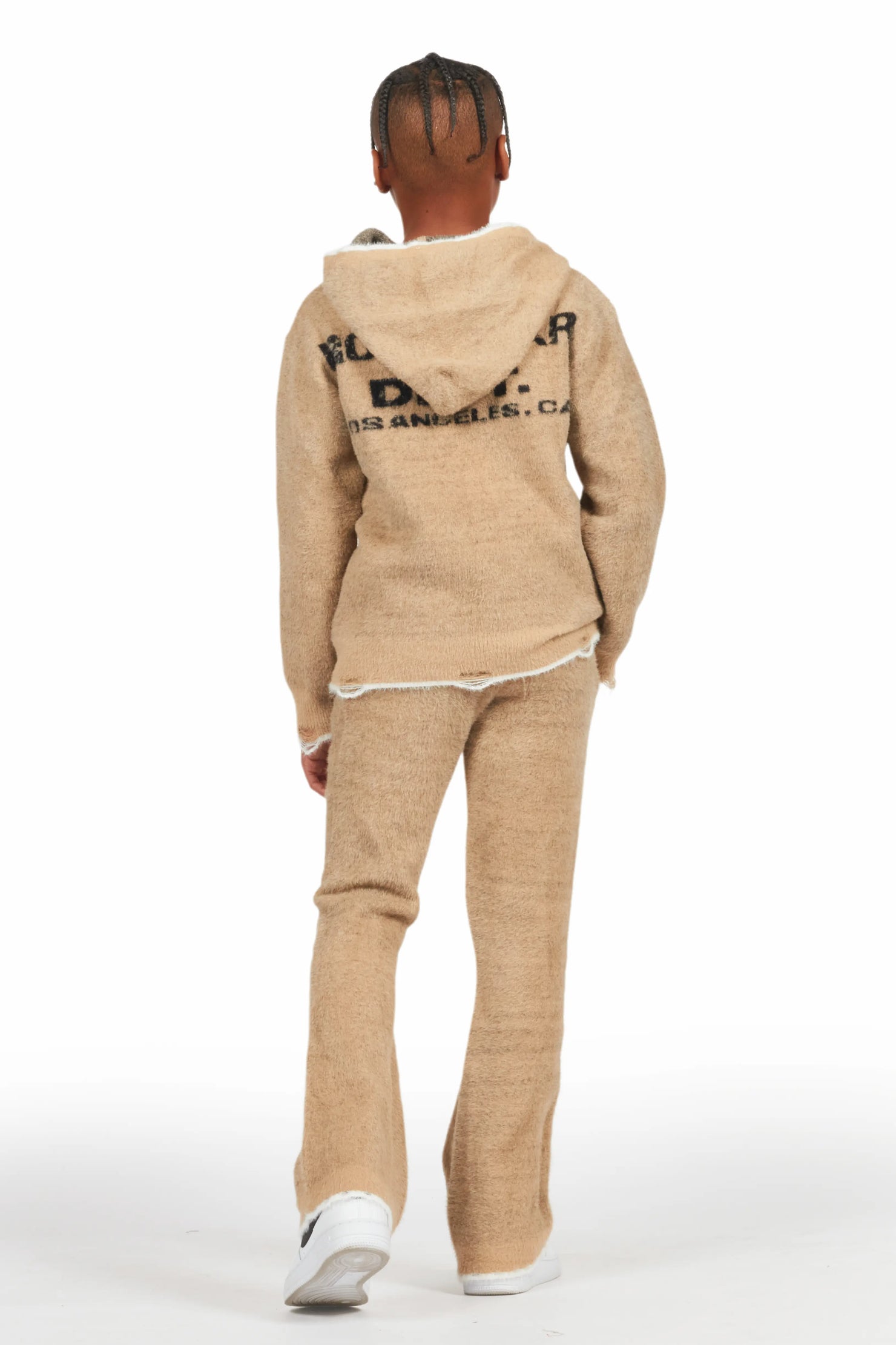 Boys Lake Mohair Beige Knit Track set