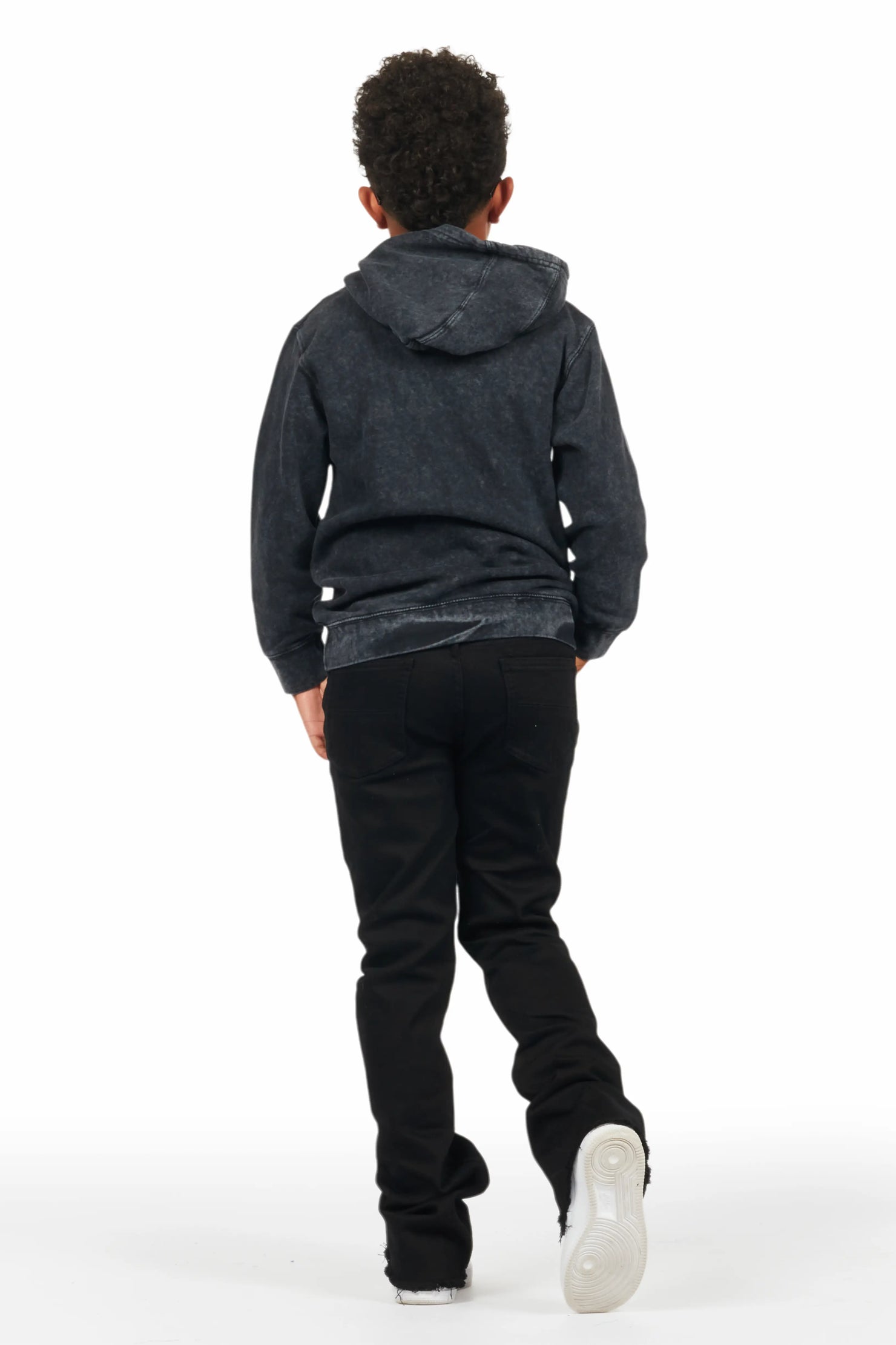 Boys Soweto Vintage Black Hoodie/Stacked Flare Jean Set