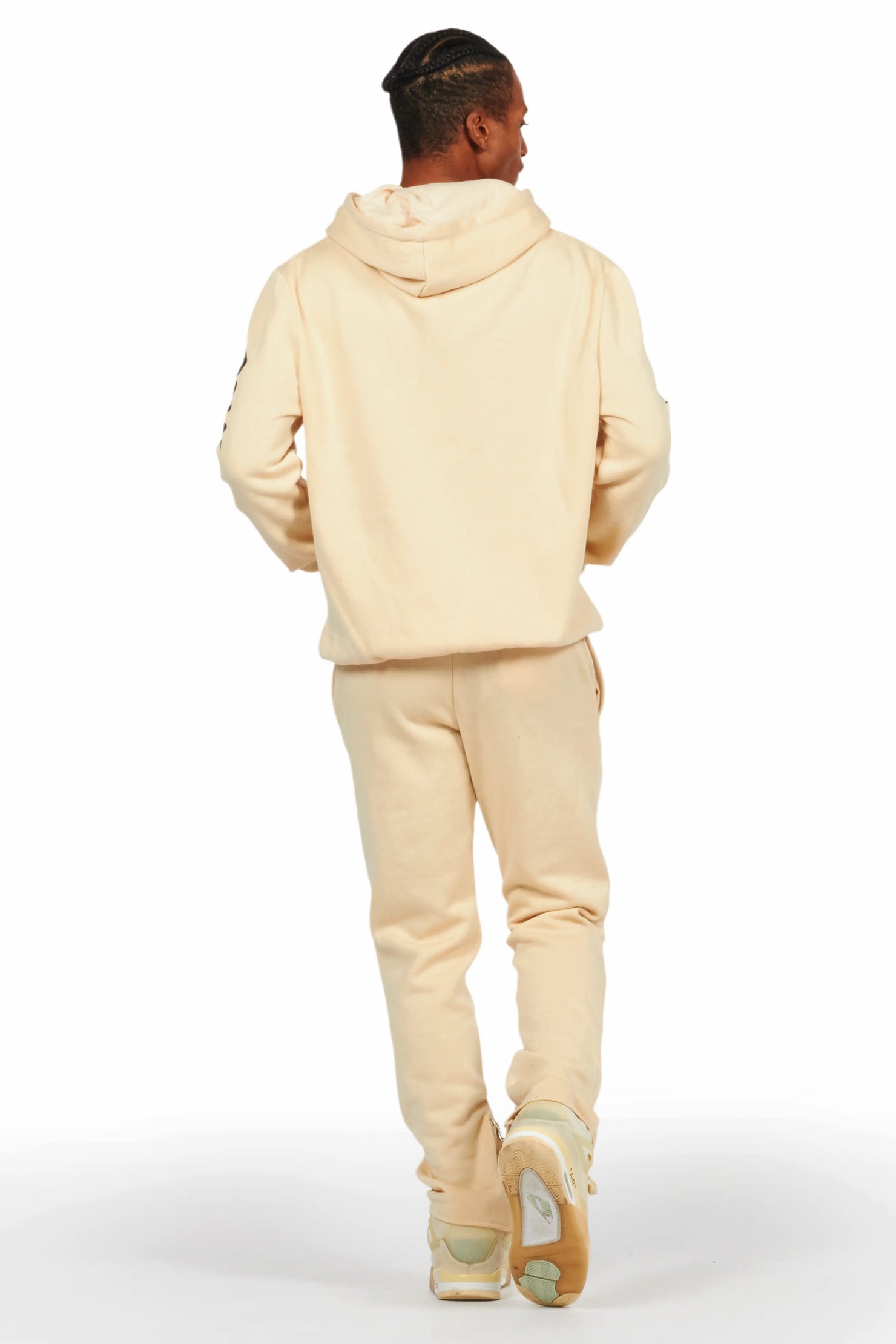 Alonzo Beige Slim Fit Hoodie Track Set