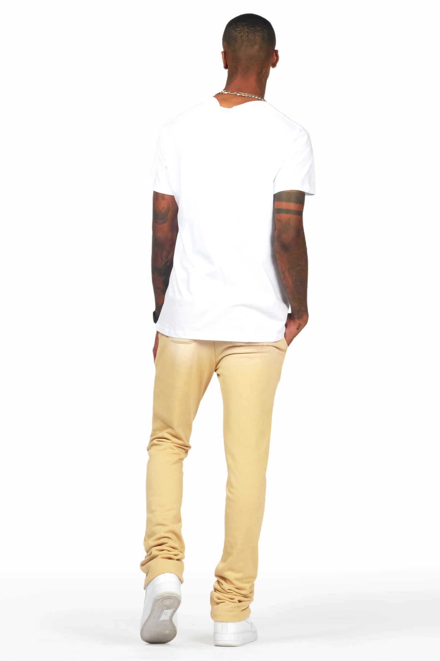 Tabor White/Beige T-Shirt/Stacked Flare Track Set