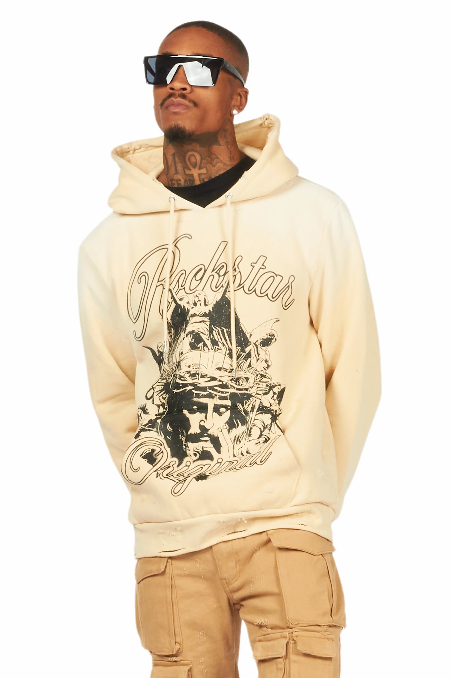 Finna Beige Graphic Hoodie