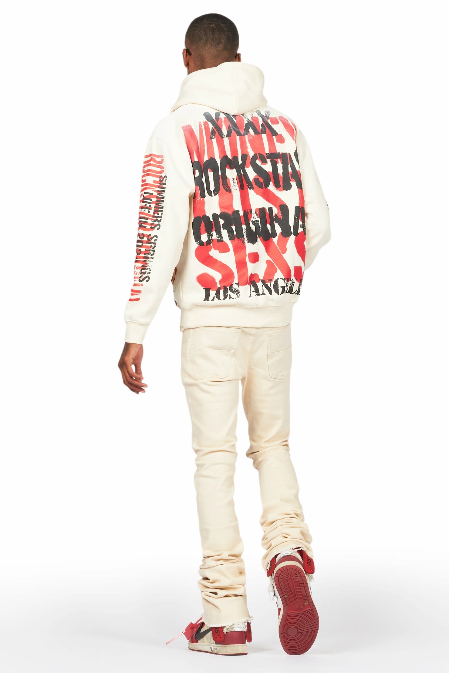 Omer Beige Hoodie & Josiah Stacked Flare Jean Bundle