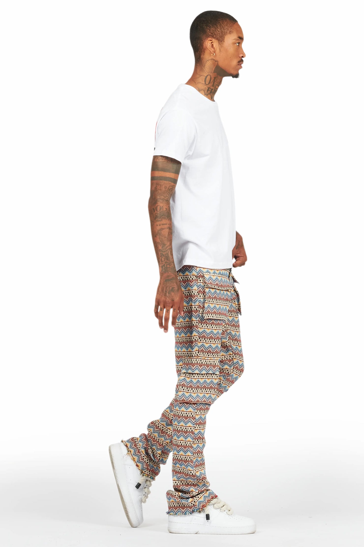 Zierry Tapestry Multi Cargo Stacked Flare Jean