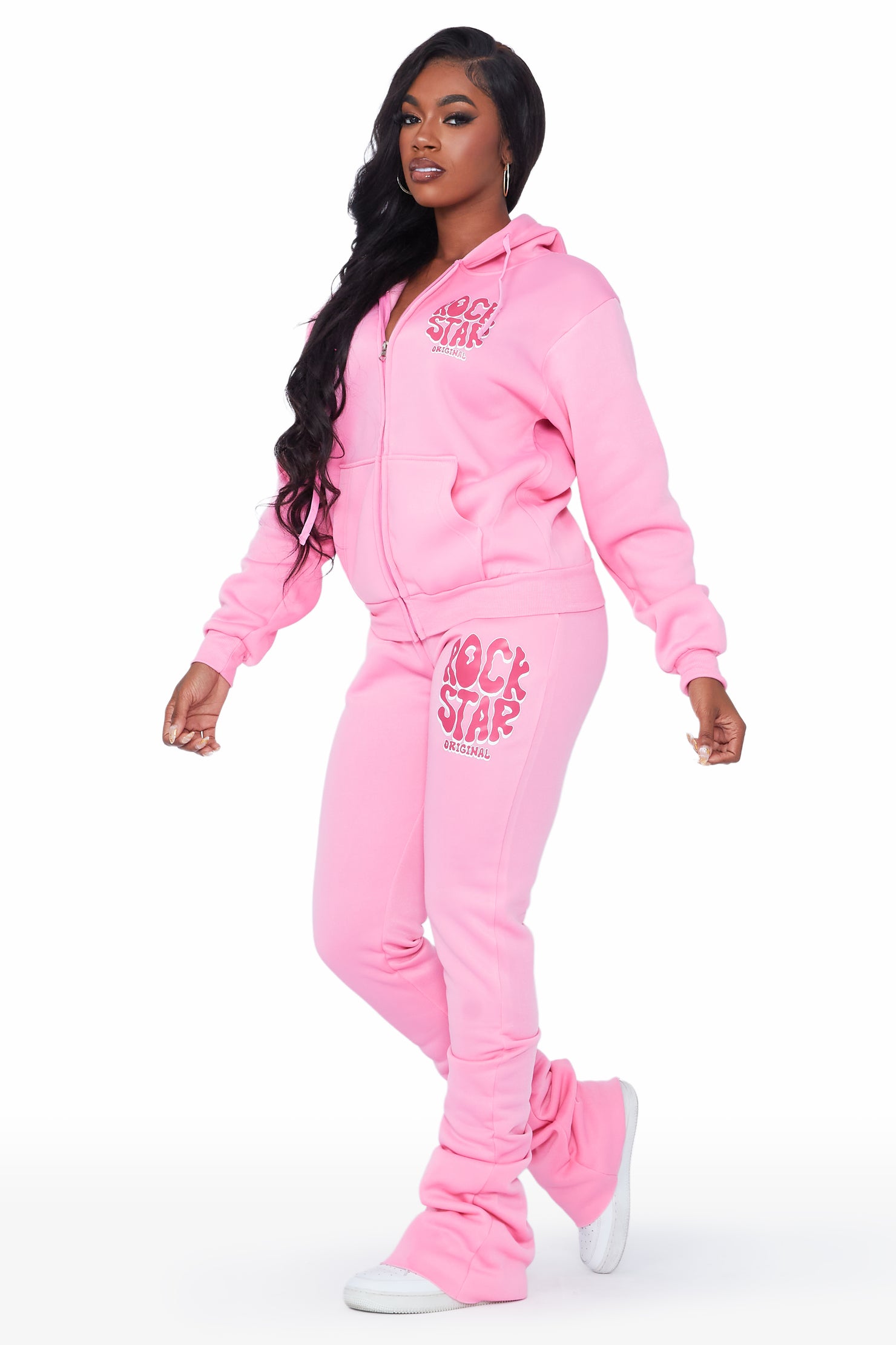 Teagan Pink Zip Up Super Stacked Trackset