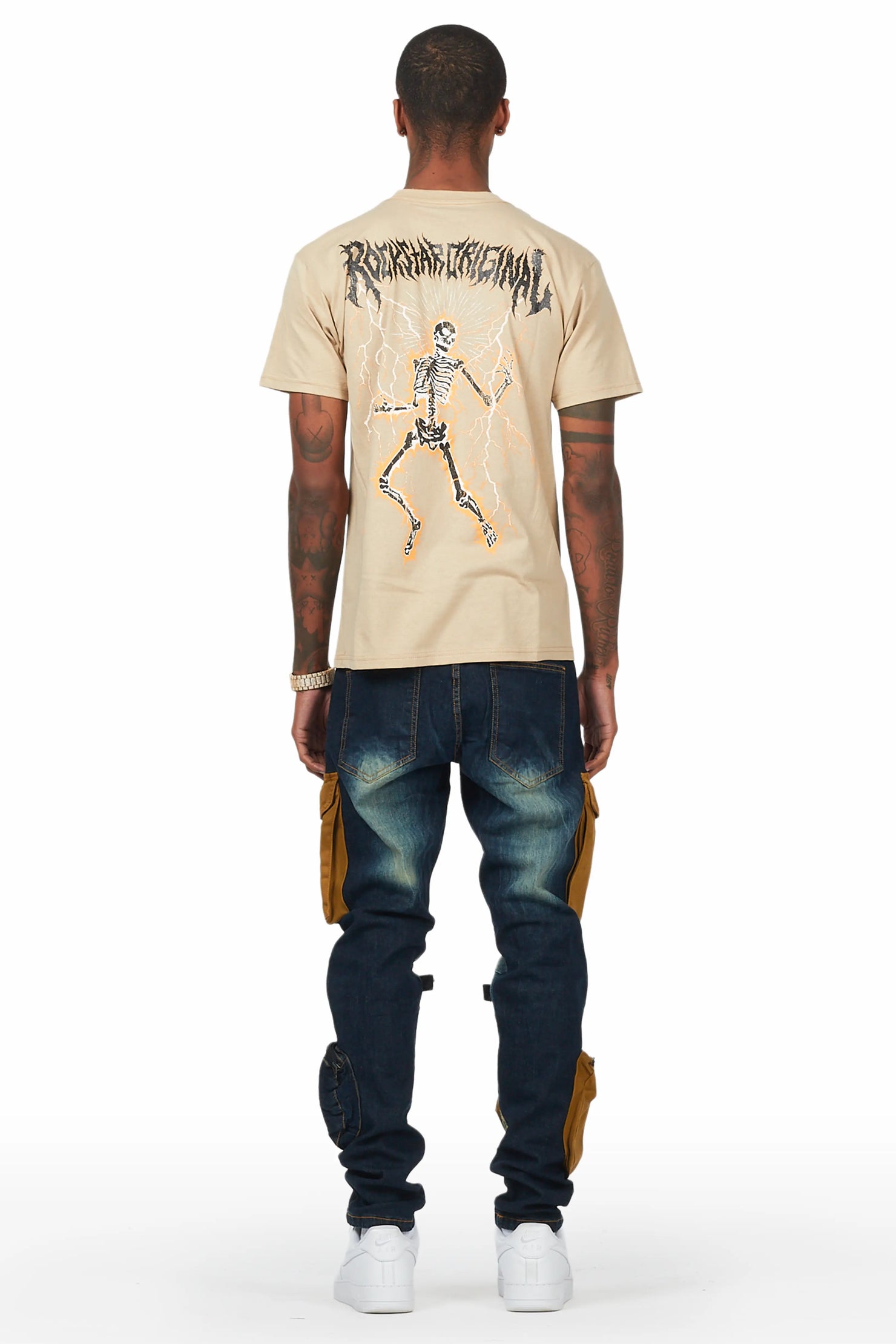 Deathrown Beige T-Shirt Slim Fit Cargo Jean Bundle
