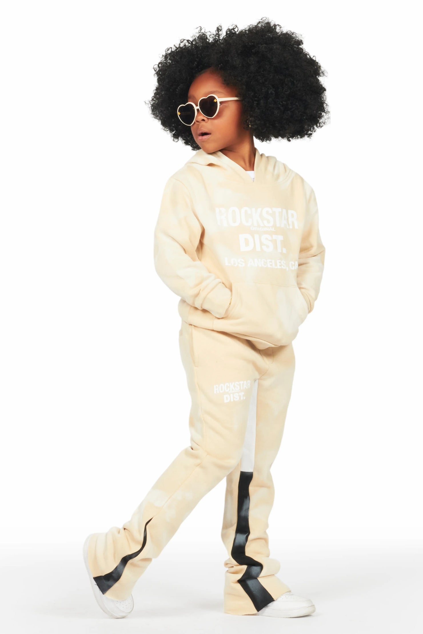 Girls Zenny Beige Stacked Pant Set