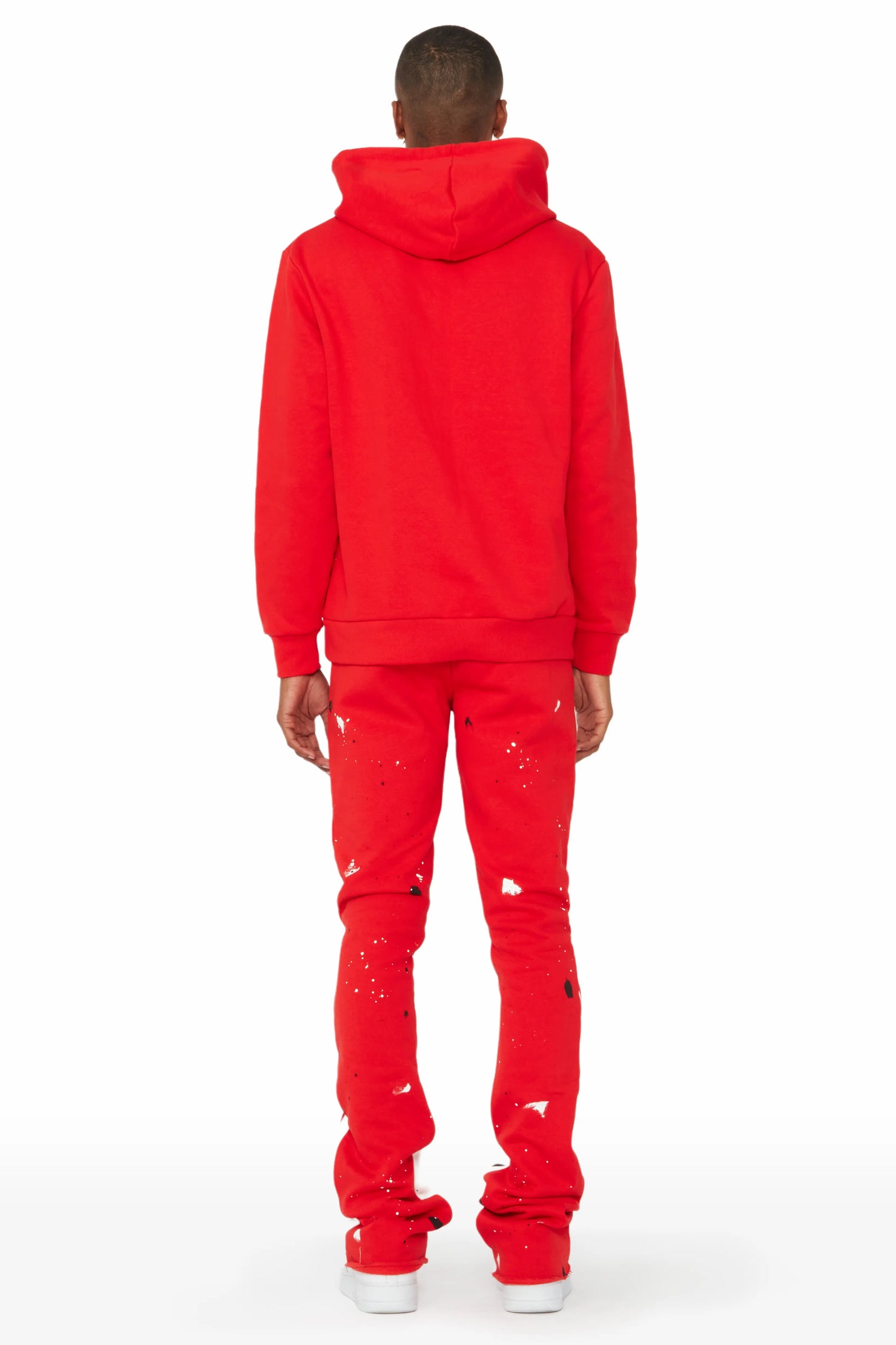 Jaco Red Hoodie Stacked Flare Pant Track Set