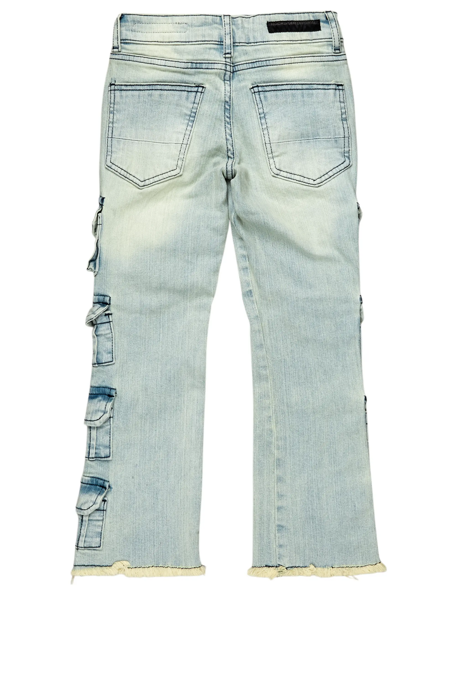 Boys Valery Blue Stacked Flared Cargo Jean