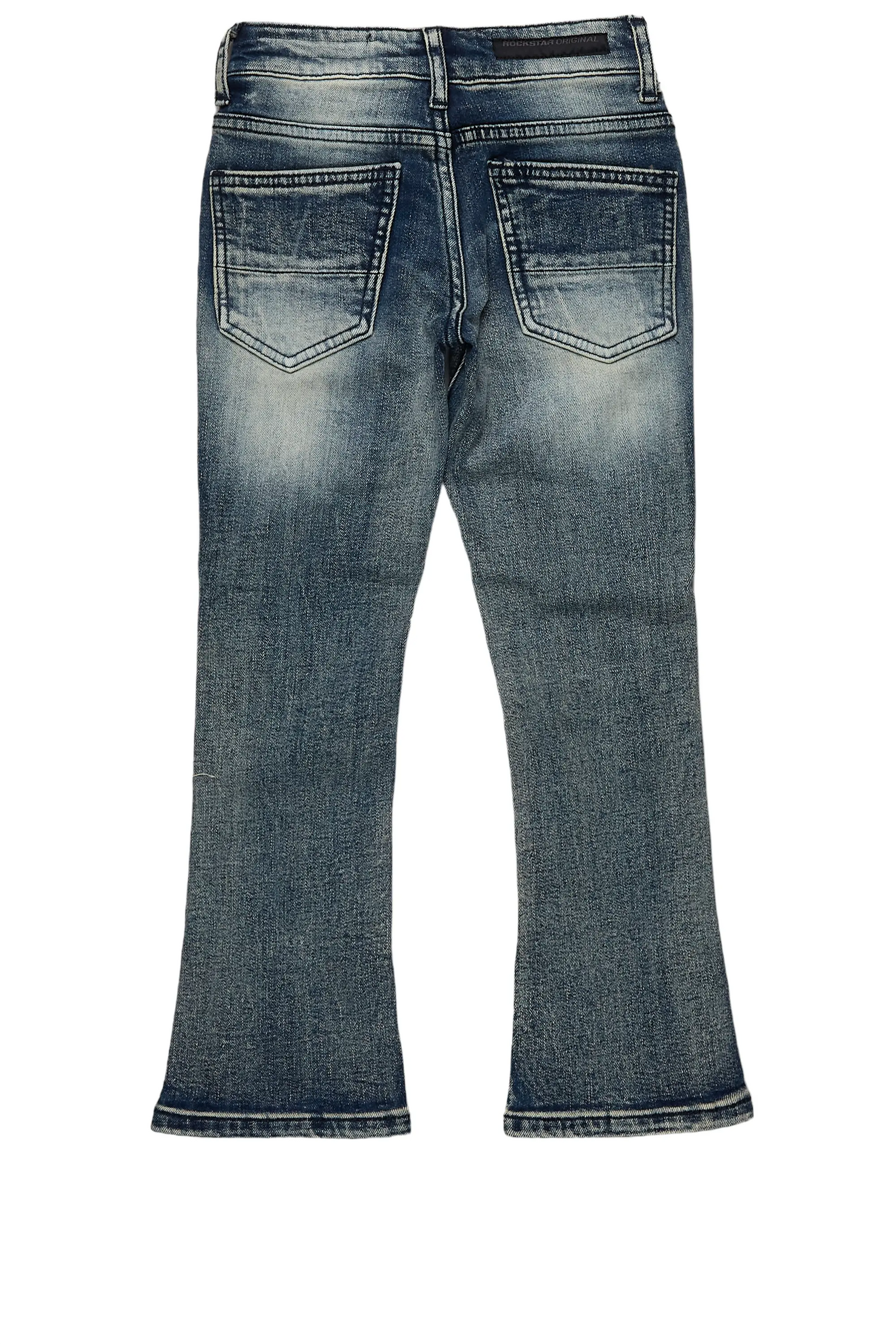 Boys Waylon Rustic Blue Stacked Flare Frayed Jean