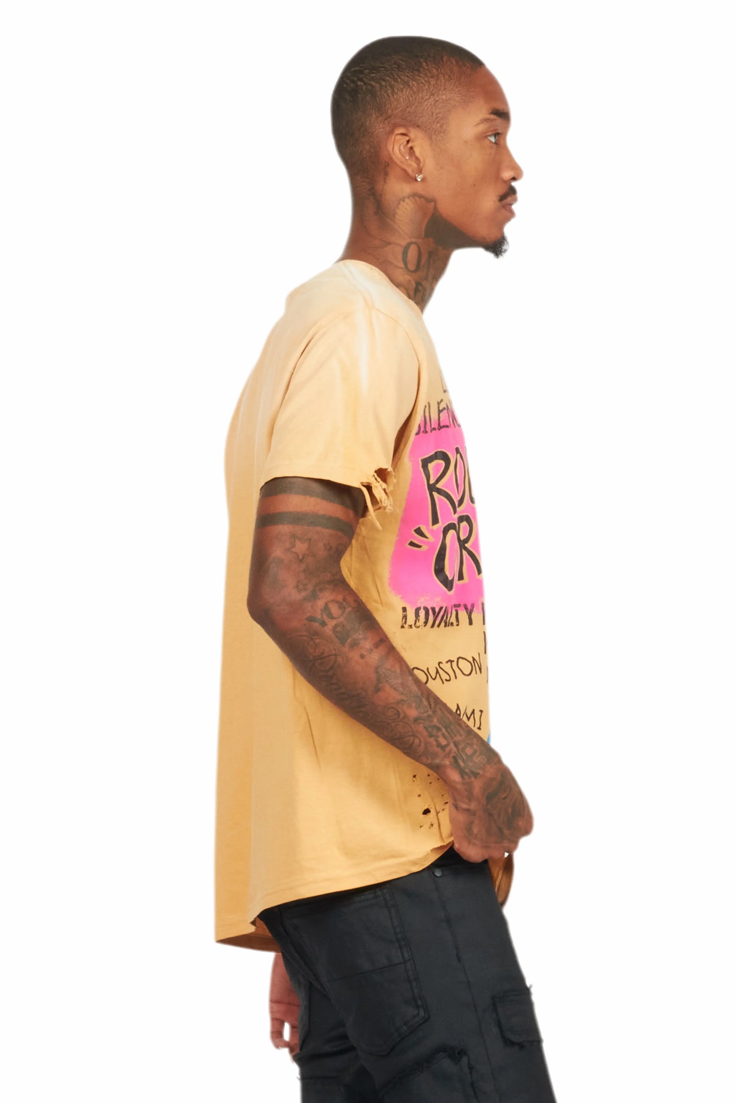 Beno Beige Oversized Graphic T-Shirt