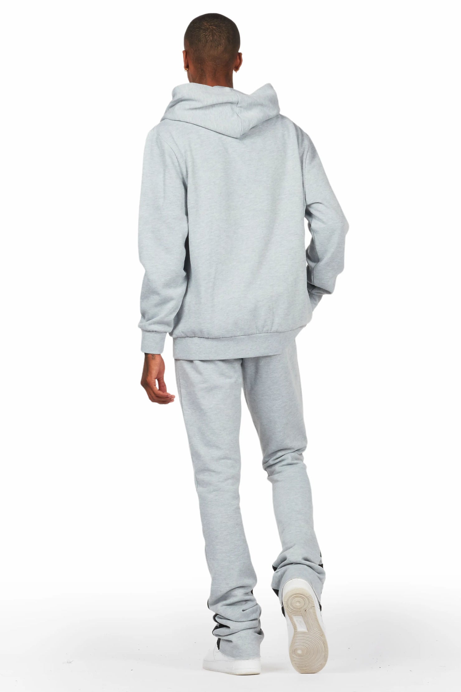 Raffer Grey/White Hoodie/Super Stacked Flare Pant Set