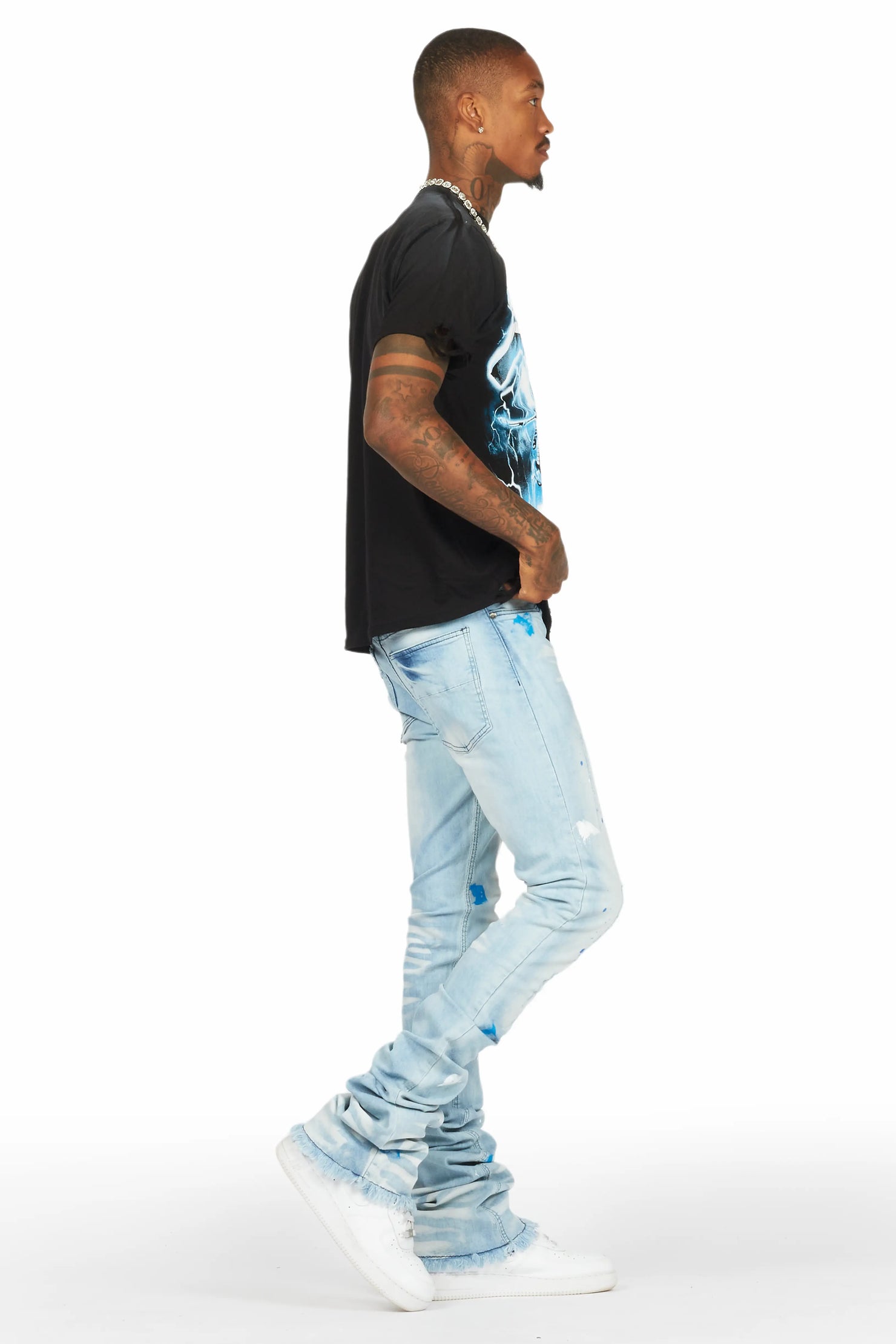 Florida Man Black T-Shirt/Super Stacked Flare Jean Set