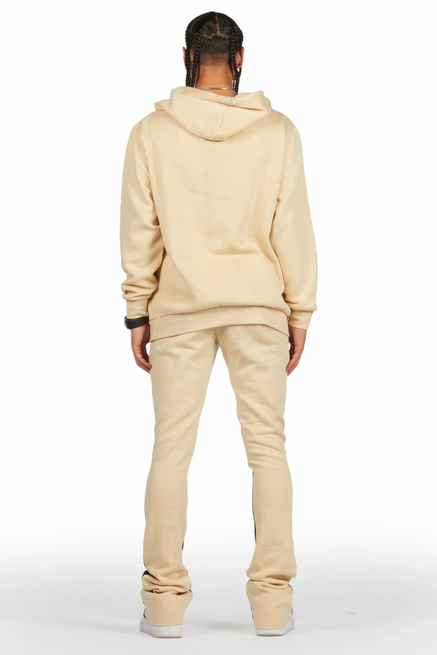 Raffer Beige Hoodie/Stacked Flare Pant Set