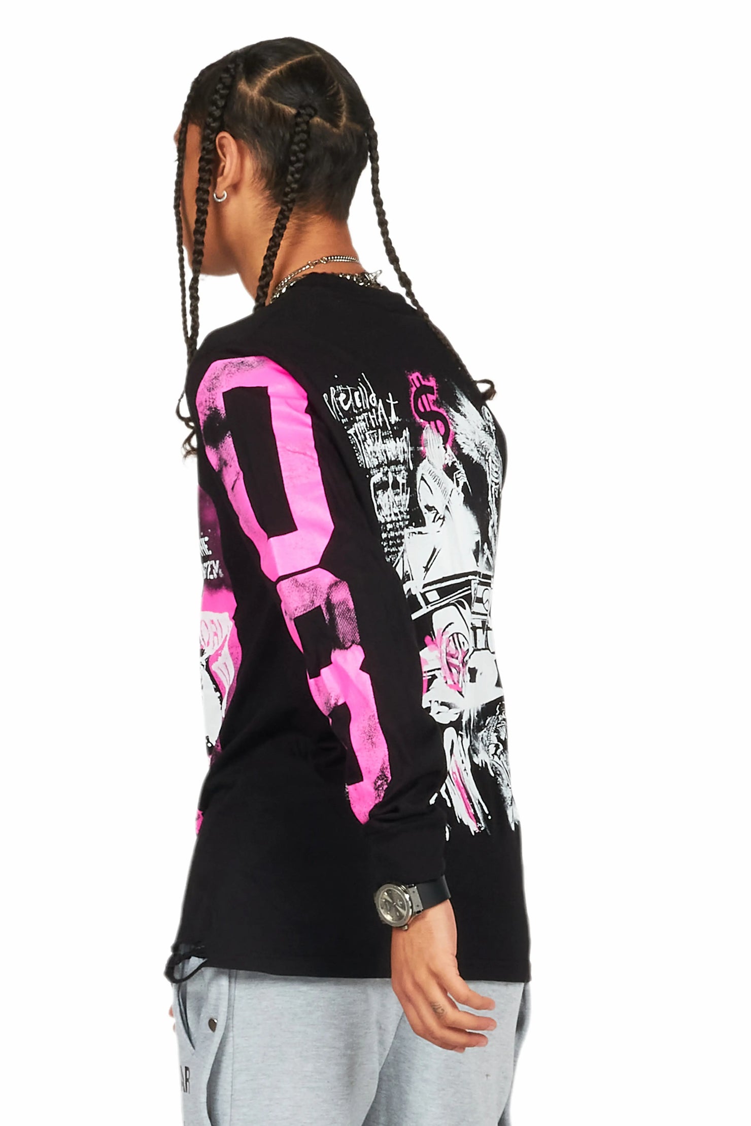 Grill Black/Pink Long Sleeve Graphic T-Shirt