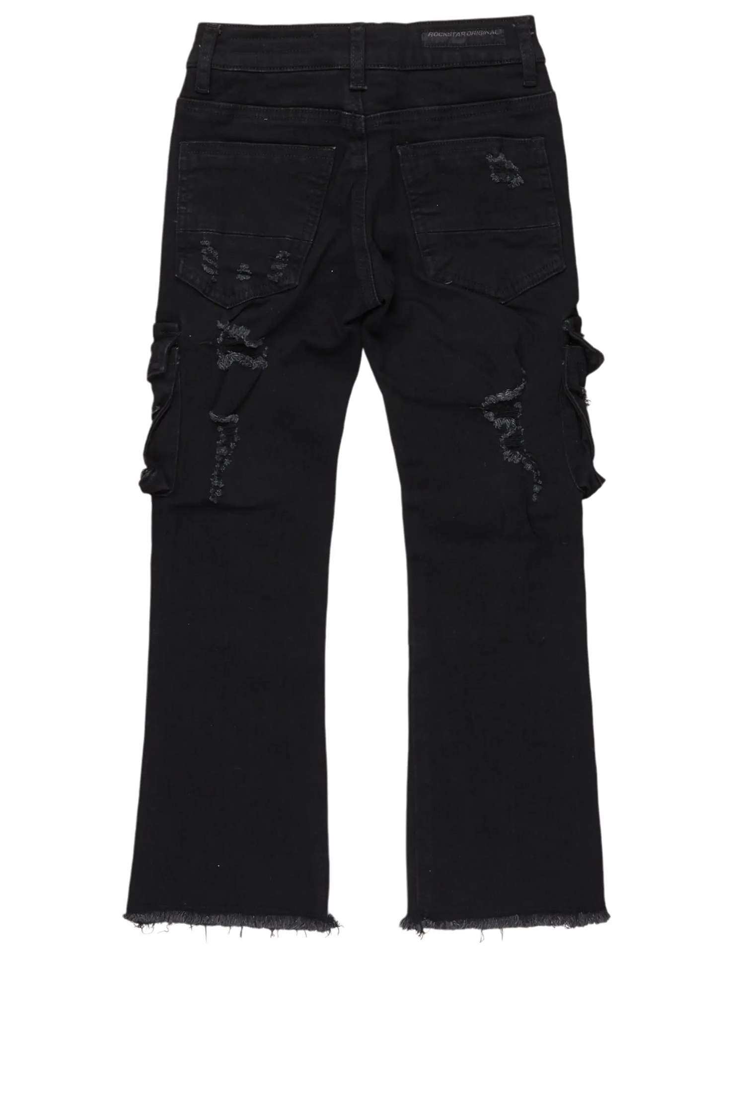 Boys Adalee Black Stacked Flare Jean