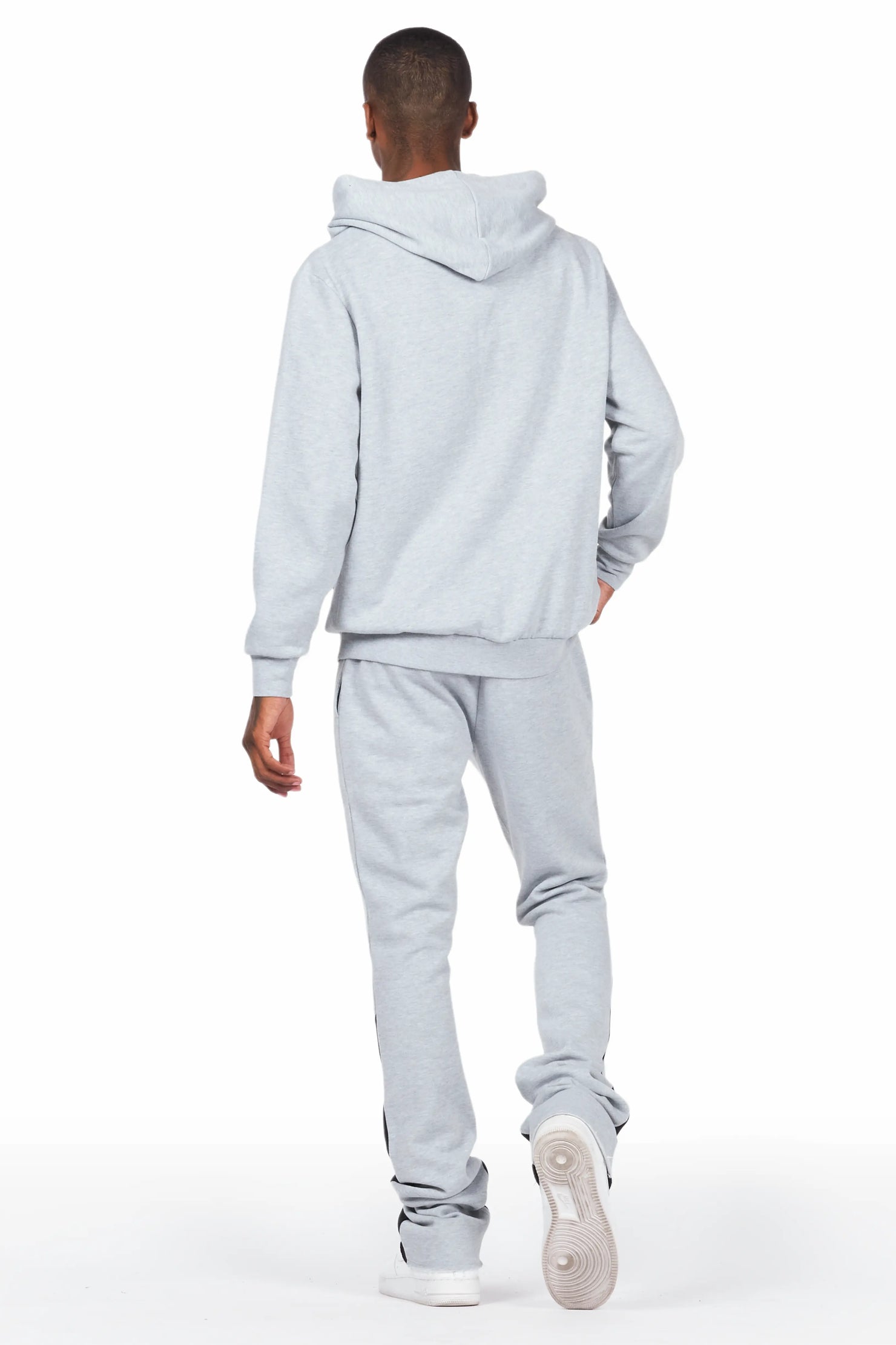 Lister Heather Grey/Black Graphic Hoodie/Stacked Flare Pant Track Set