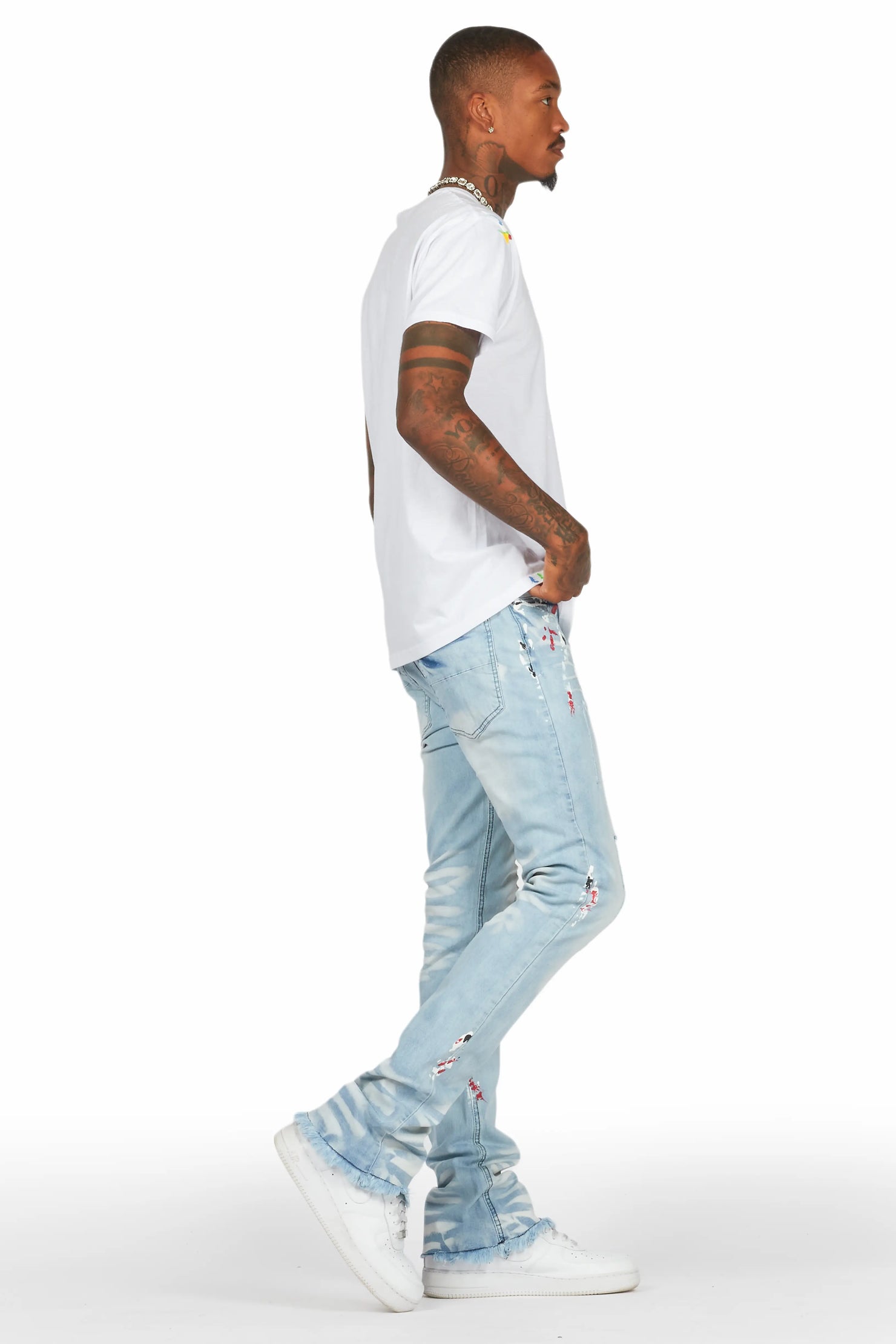 Alvar Blue Painter Stacked Flare Jean